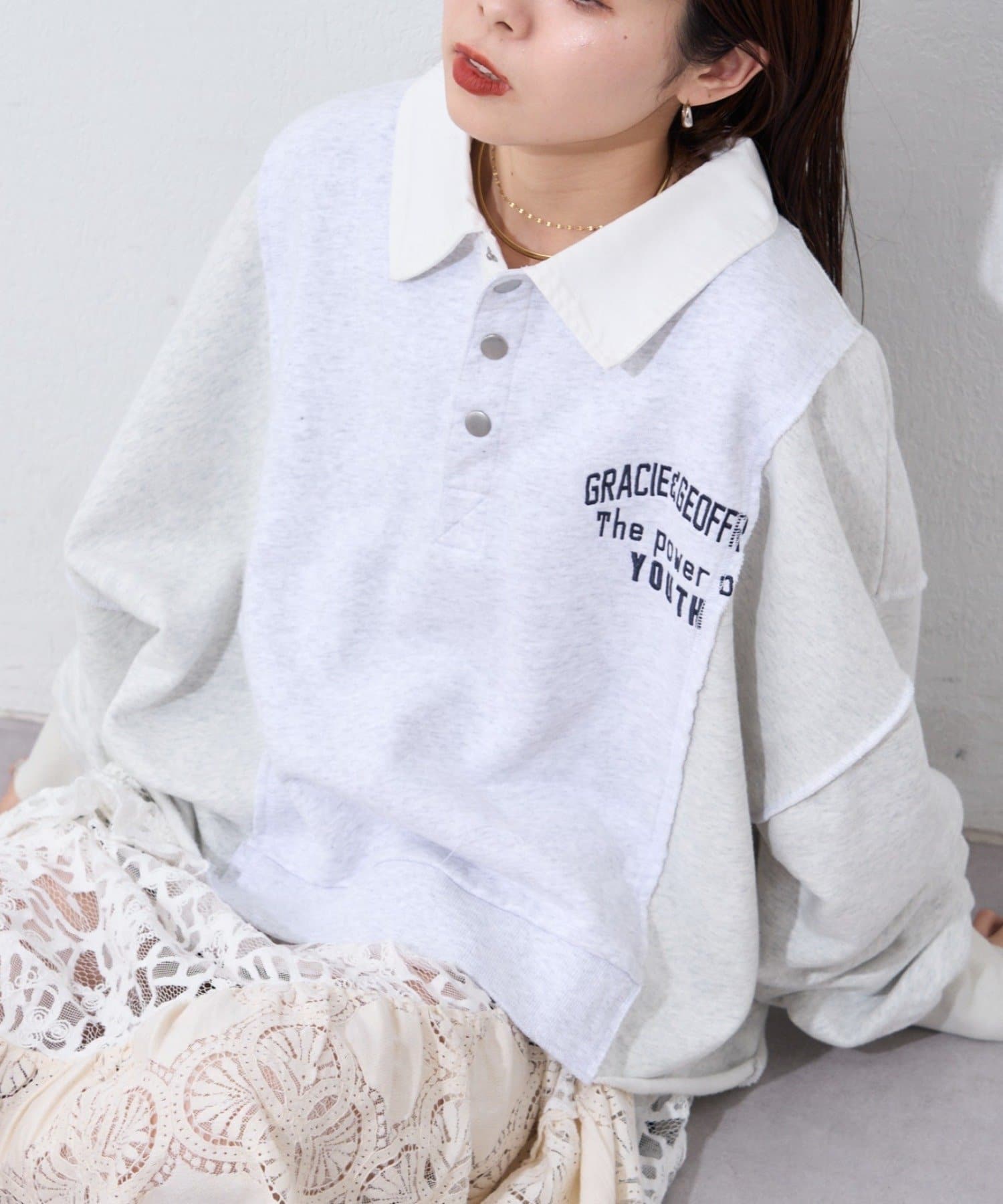 CIAOPANIC TYPY(チャオパニックティピー) 【etsinta】リメイク切り替えスウェットポロ