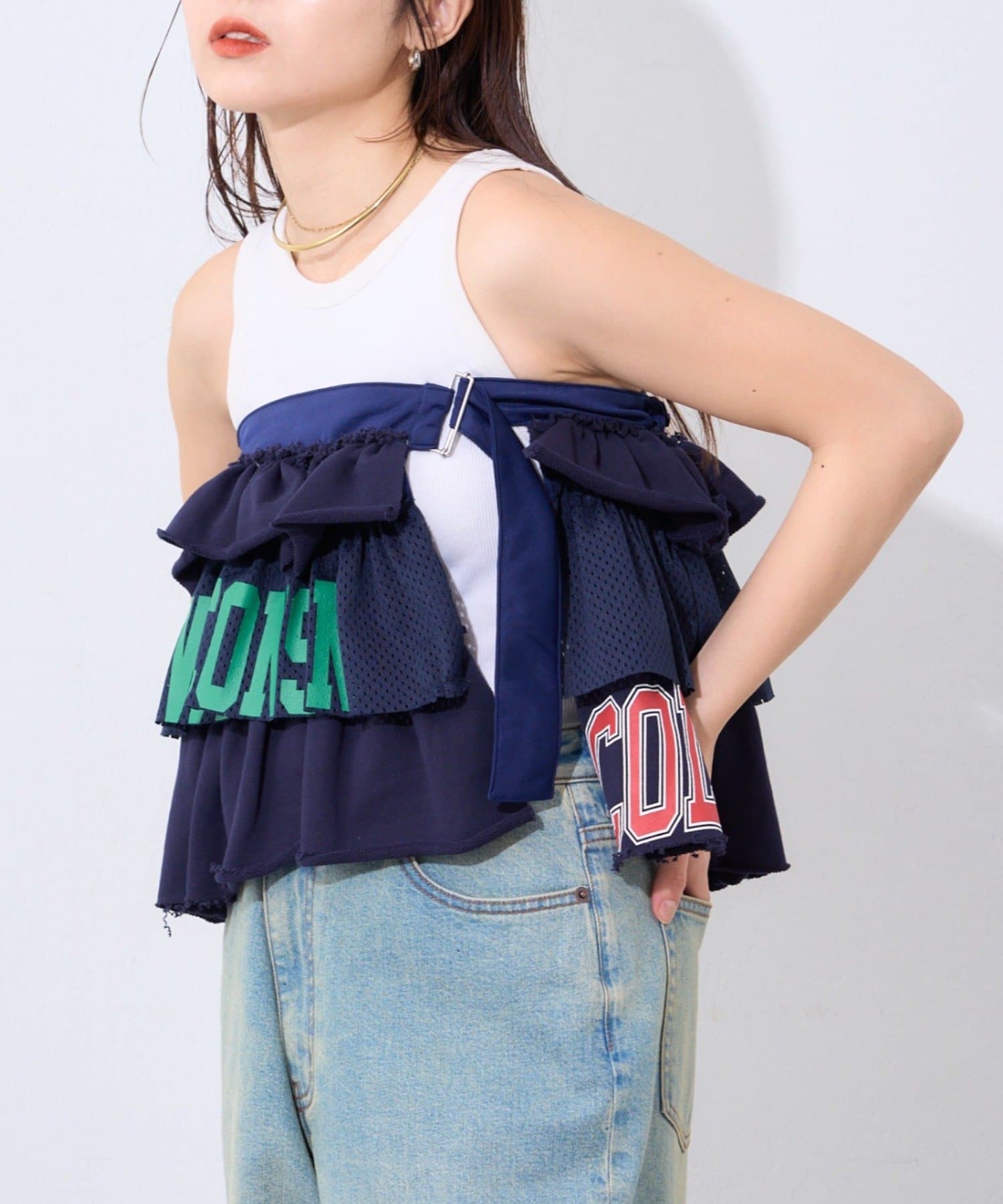 CIAOPANIC TYPY(チャオパニックティピー) 【etsinta】リメイクスウェットフリルミニスカート