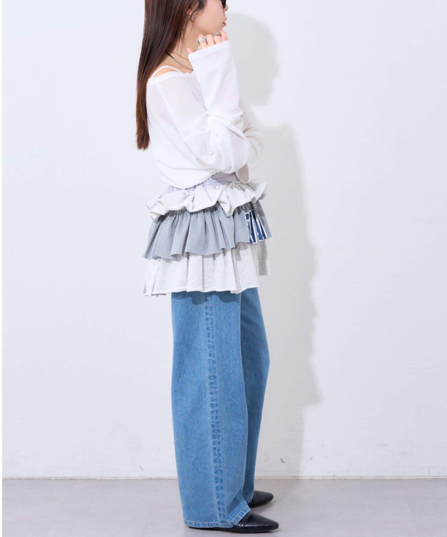 CIAOPANIC TYPY(チャオパニックティピー) 【etsinta】リメイクスウェットフリルミニスカート