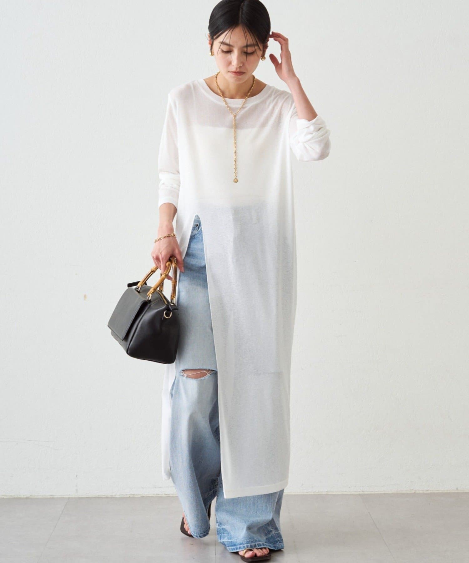 LOUNGEDRESS(ラウンジドレス) シアーハイスリットワンピース