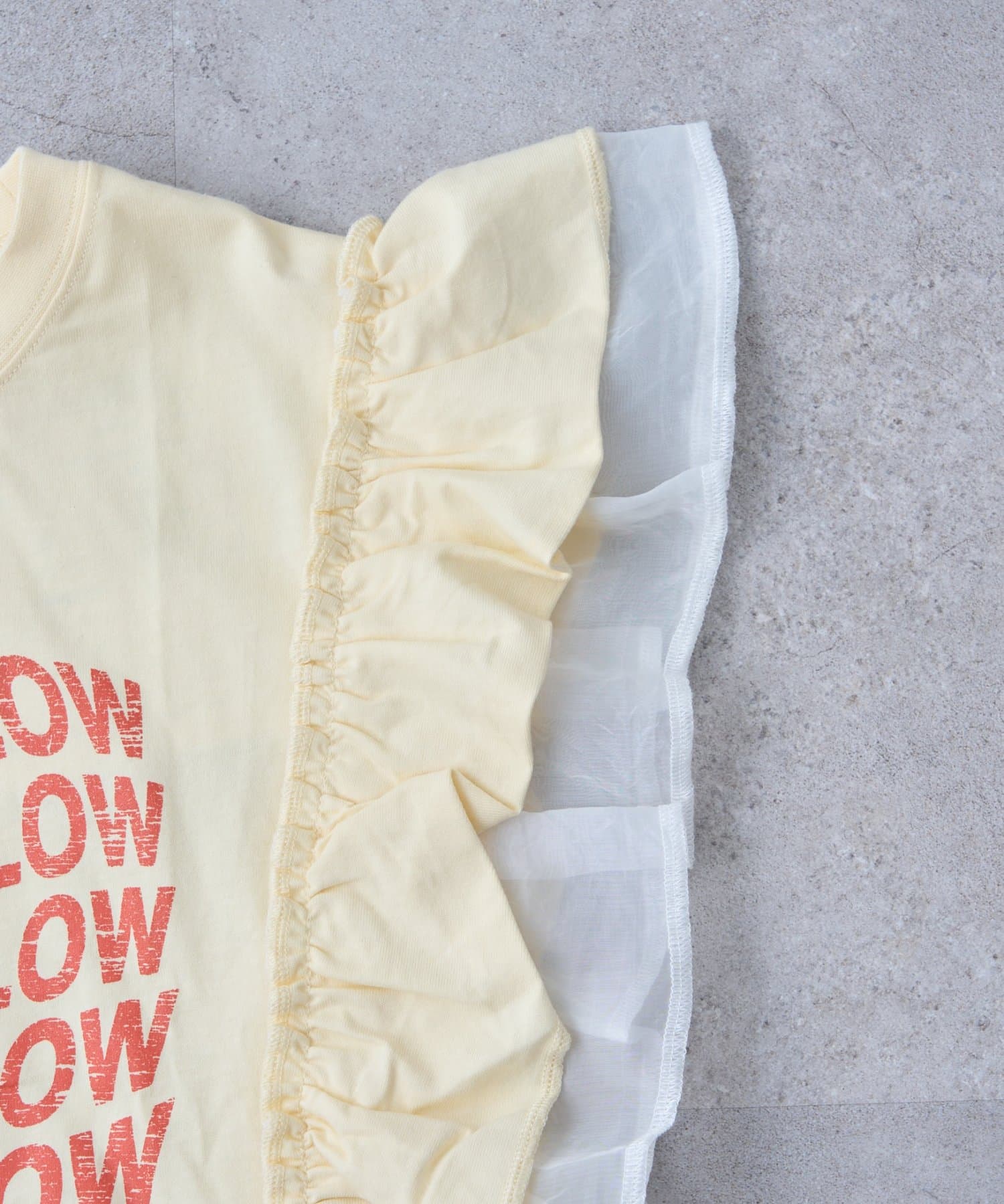 CIAOPANIC TYPY(チャオパニックティピー) 【KIDS】ドッキングチュールフリルメッセージロゴTEE