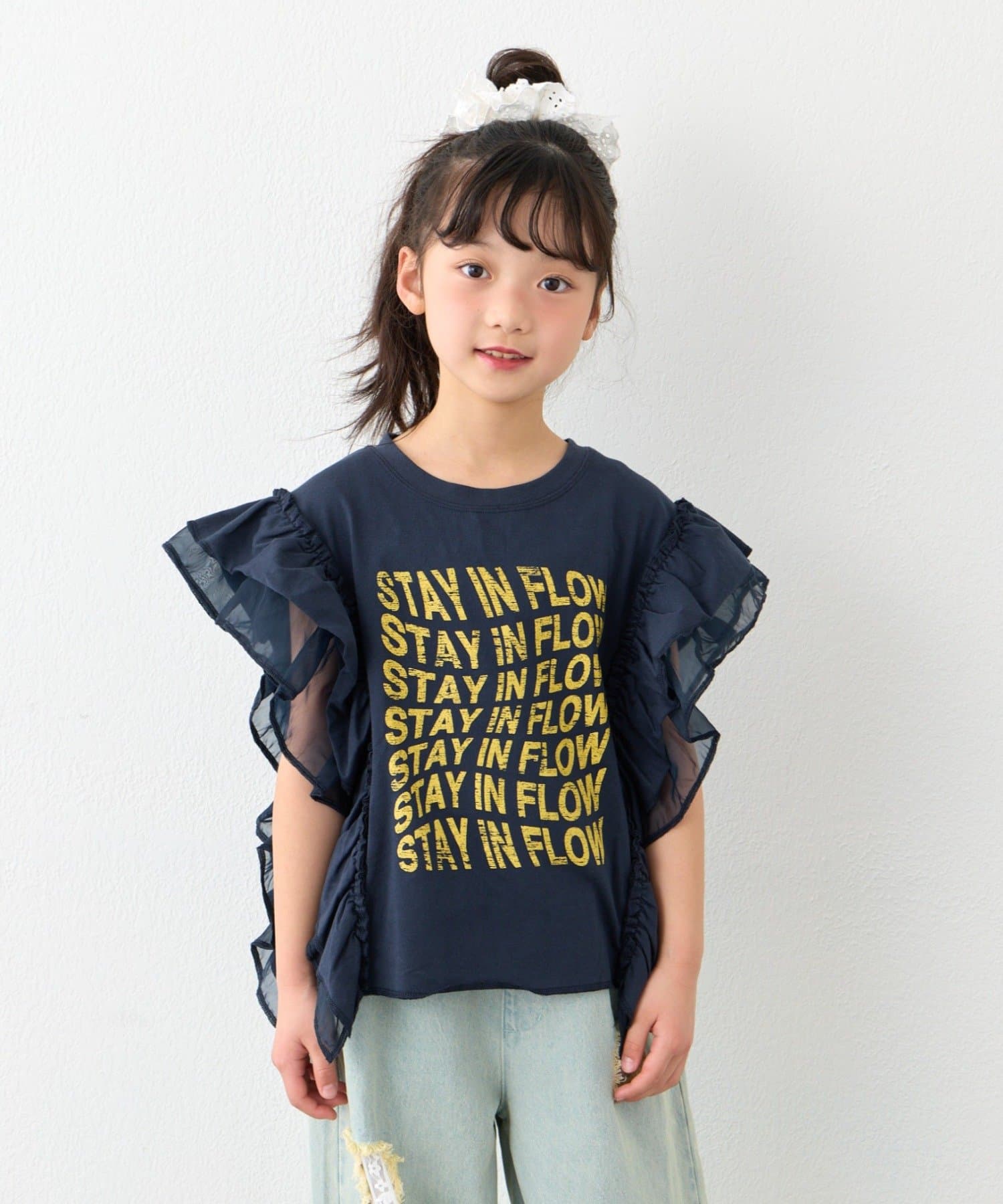 CIAOPANIC TYPY(チャオパニックティピー) 【KIDS】ドッキングチュールフリルメッセージロゴTEE