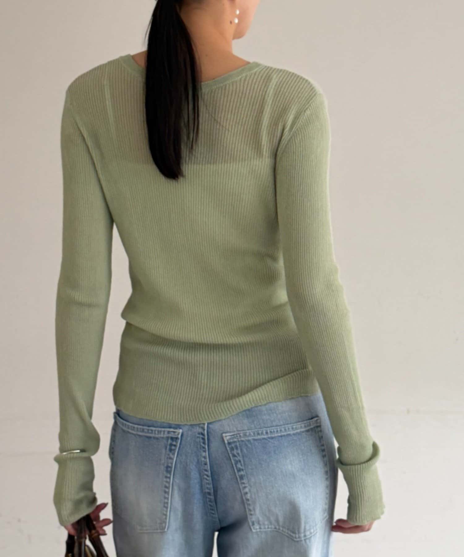 LOUNGEDRESS(ラウンジドレス) シアーリブヘンリーニット