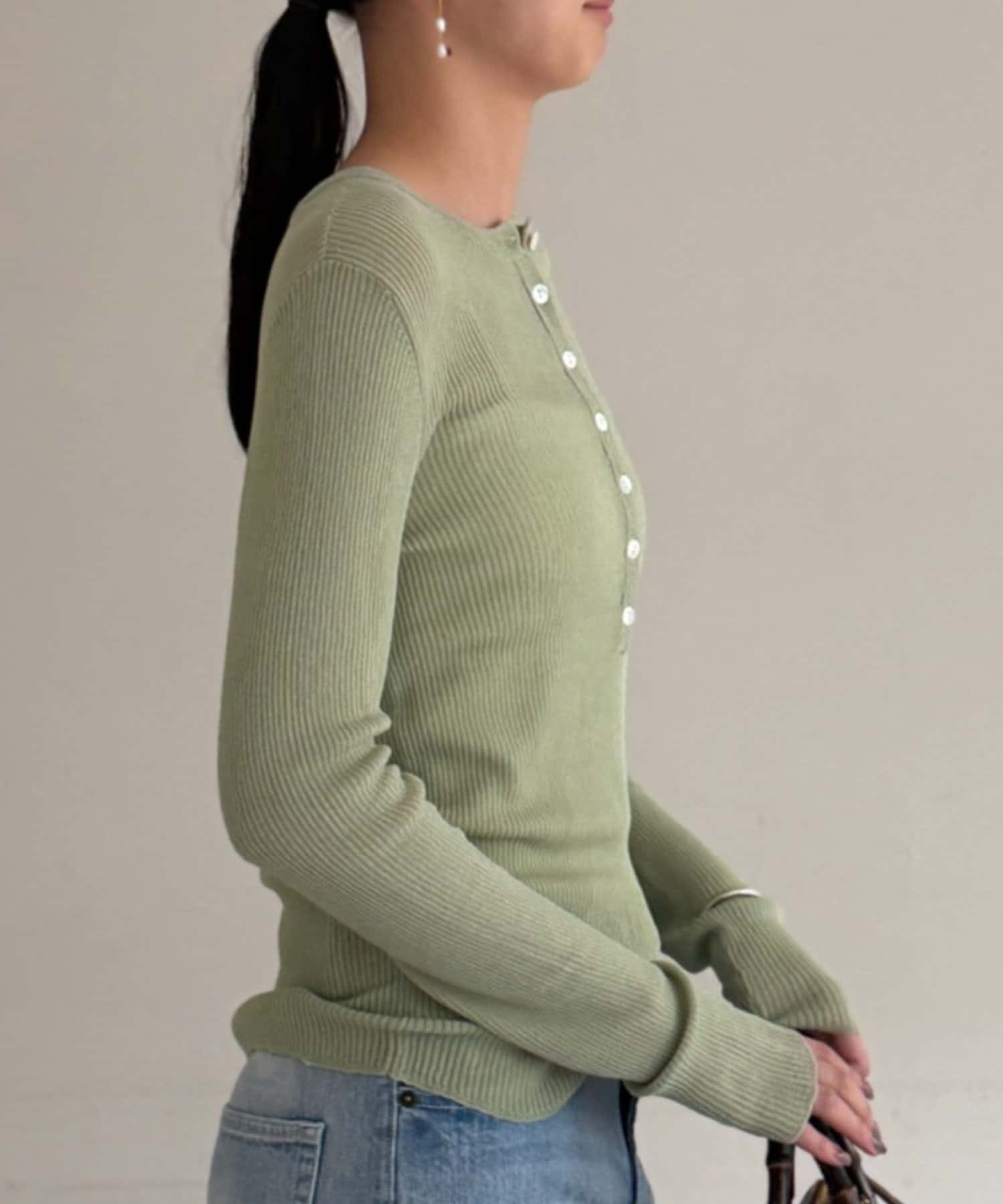 LOUNGEDRESS(ラウンジドレス) シアーリブヘンリーニット