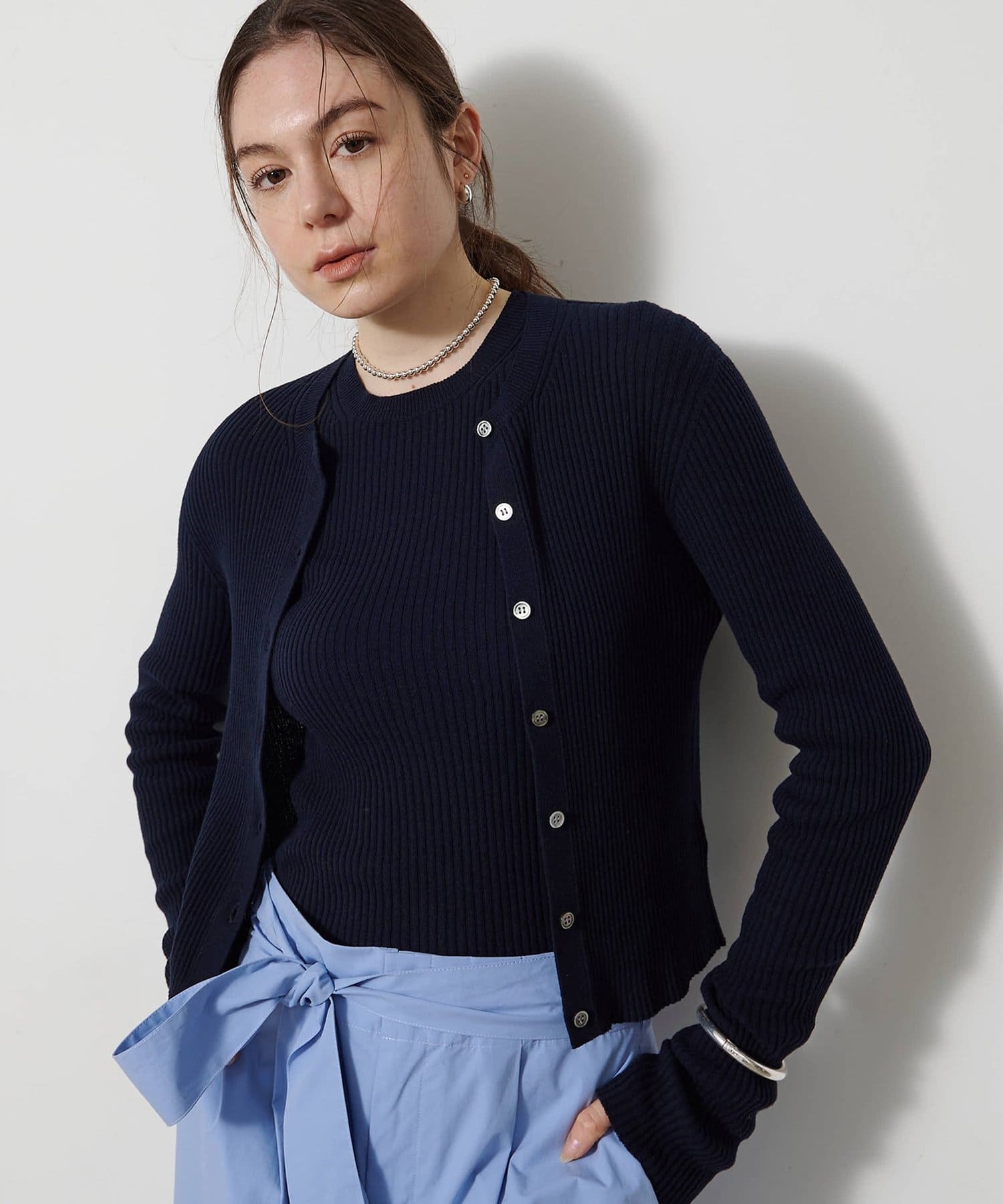 Whim Gazette(ウィム ガゼット) ホールガーメントRIBカーディガン