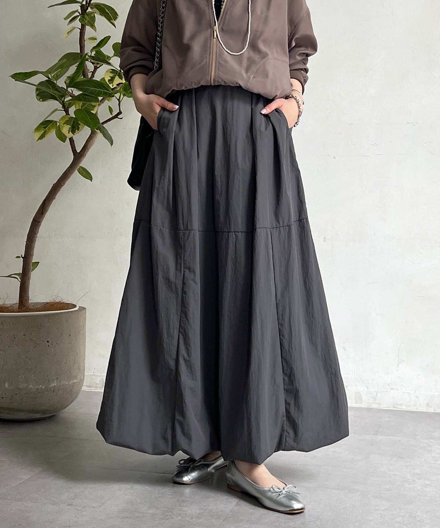 un dix cors(アンディコール) ナイロンワッシャーバルーンスカート