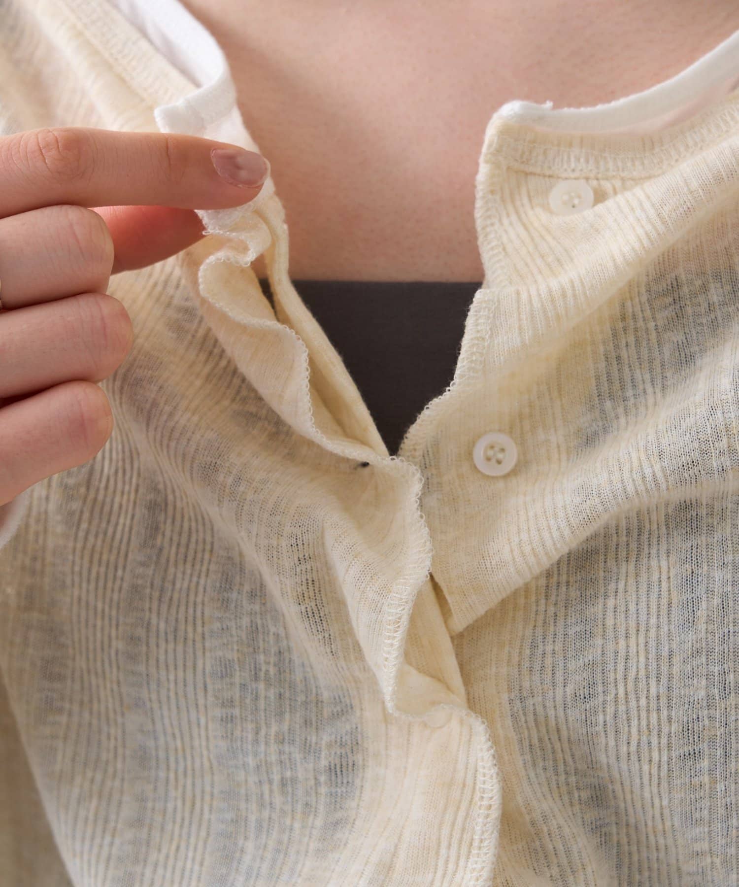 CIAOPANIC TYPY(チャオパニックティピー) フロントタックレイヤードライクメランジリブカーデ