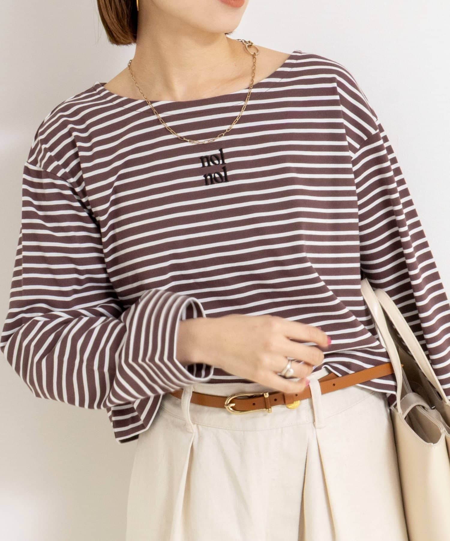 NOLLEY'S(ノーリーズ) nolnolウォッシャブルシルケットボーダーショートT