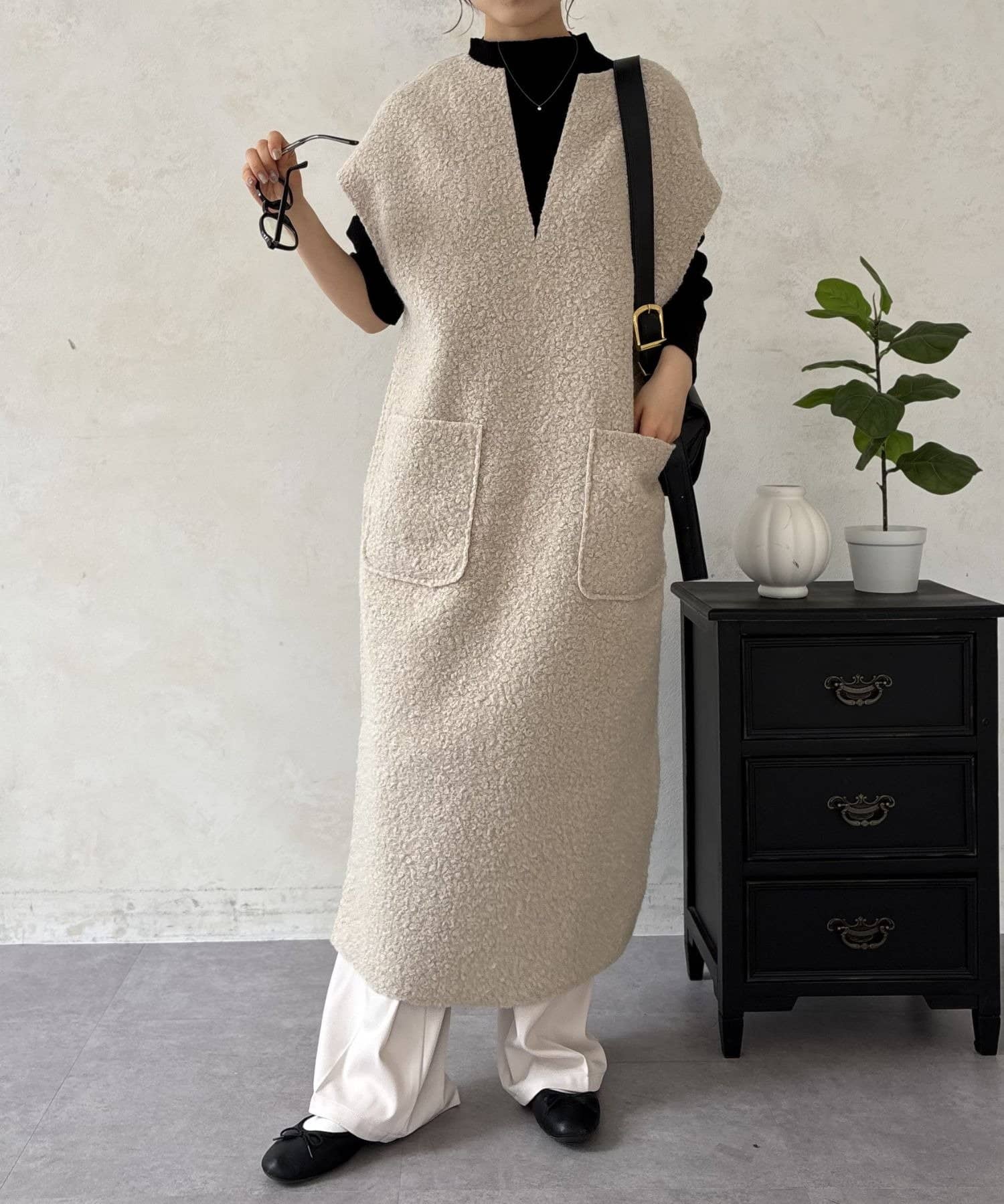 LOCUST(ローカスト) 【体型カバー】キーネックワンピース