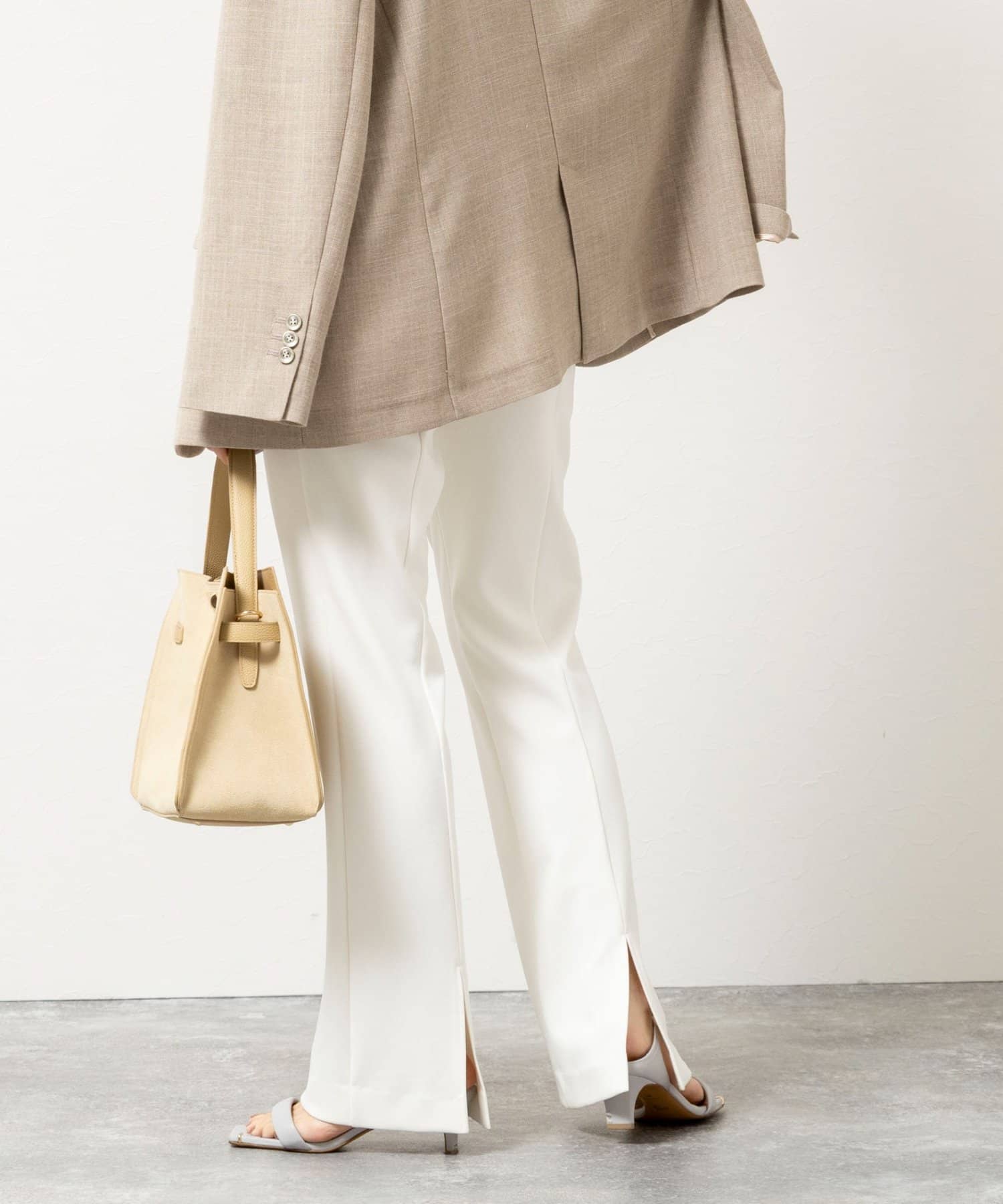 NOLLEY'S(ノーリーズ) ウォッシャブルカットジョーゼットスリットパンツ