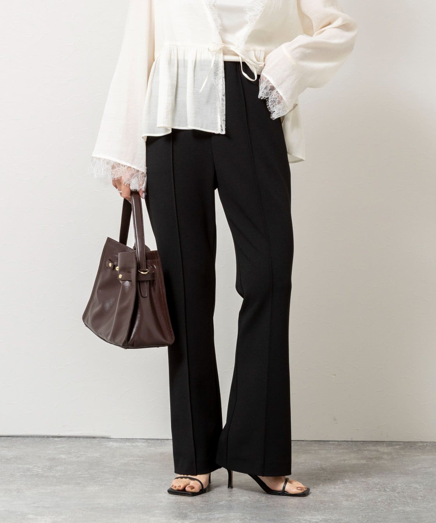 NOLLEY'S(ノーリーズ) ウォッシャブルカットジョーゼットスリットパンツ