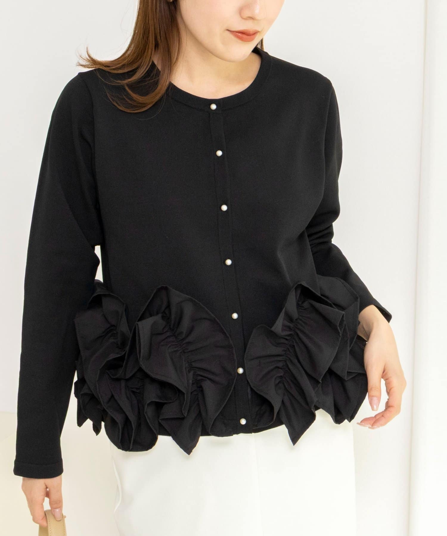 NOLLEY'S(ノーリーズ) 【WEB限定】ウォッシャブルフラワーモチーフカーディガン