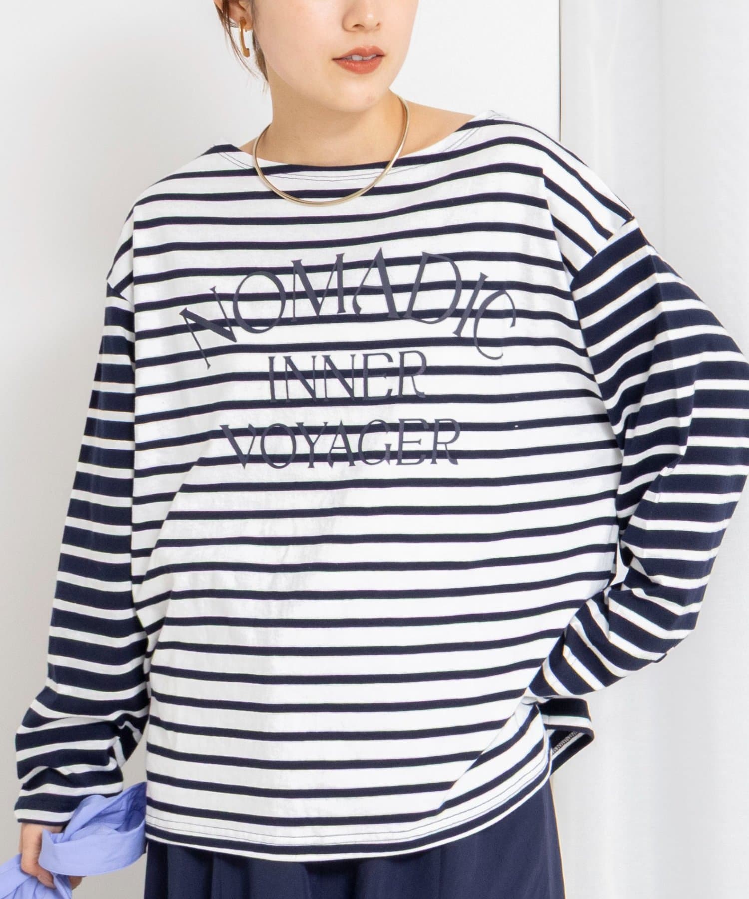 NOLLEY'S(ノーリーズ) 【WEB限定】ウォッシャブルボーダープリントロンTee