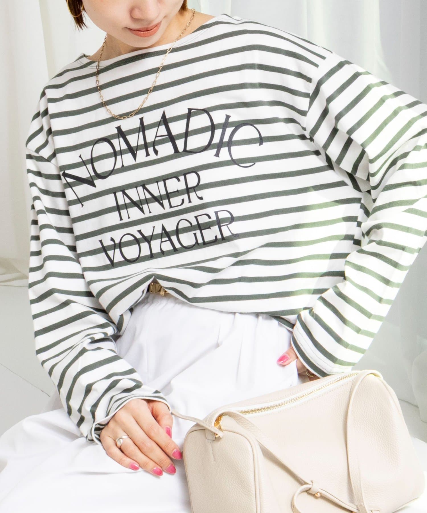 NOLLEY'S(ノーリーズ) 【WEB限定】ウォッシャブルボーダープリントロンTee