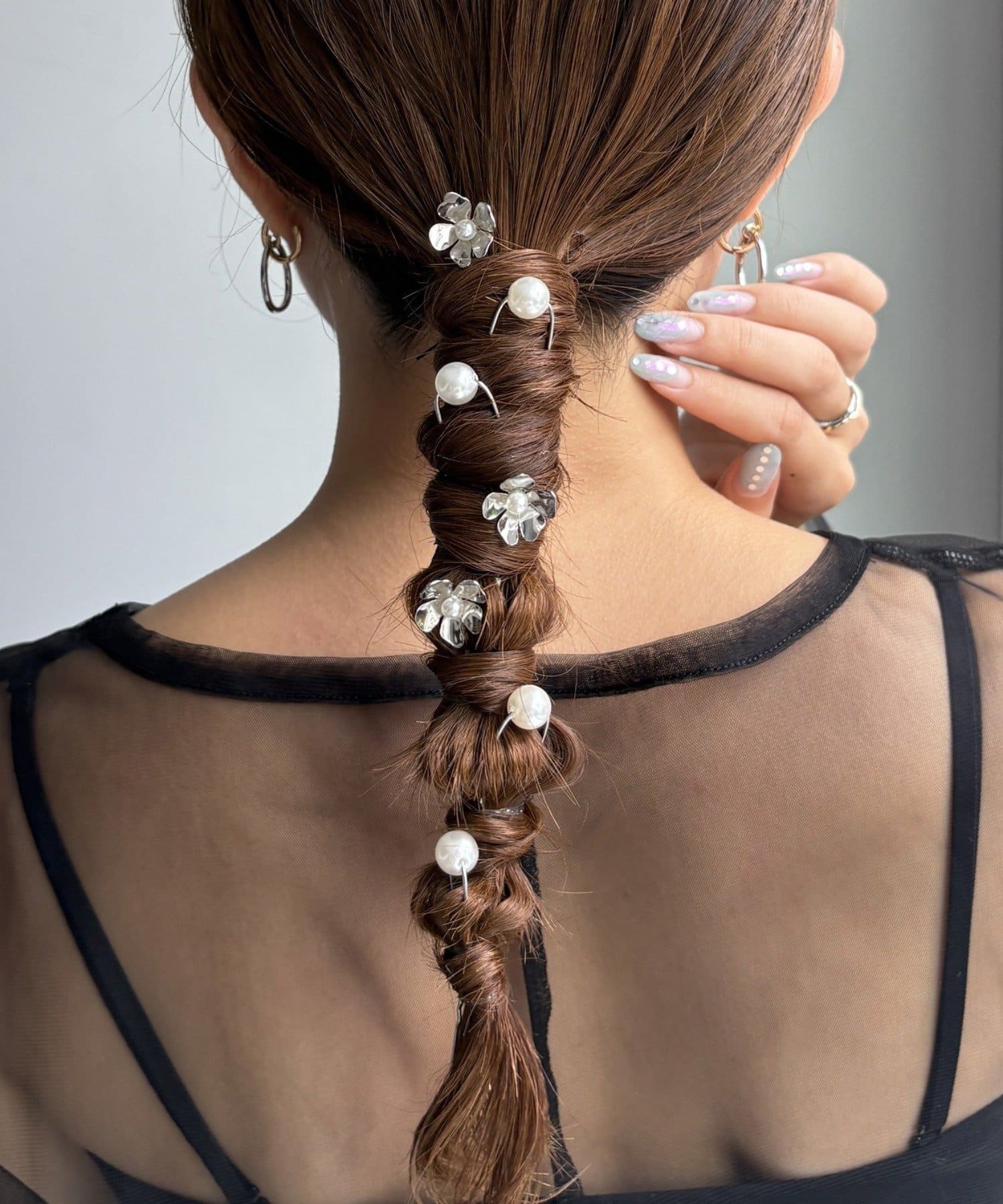 Lattice(ラティス) 【オケージョン】パールフラワーヘアピン/Uピンセット(8P)