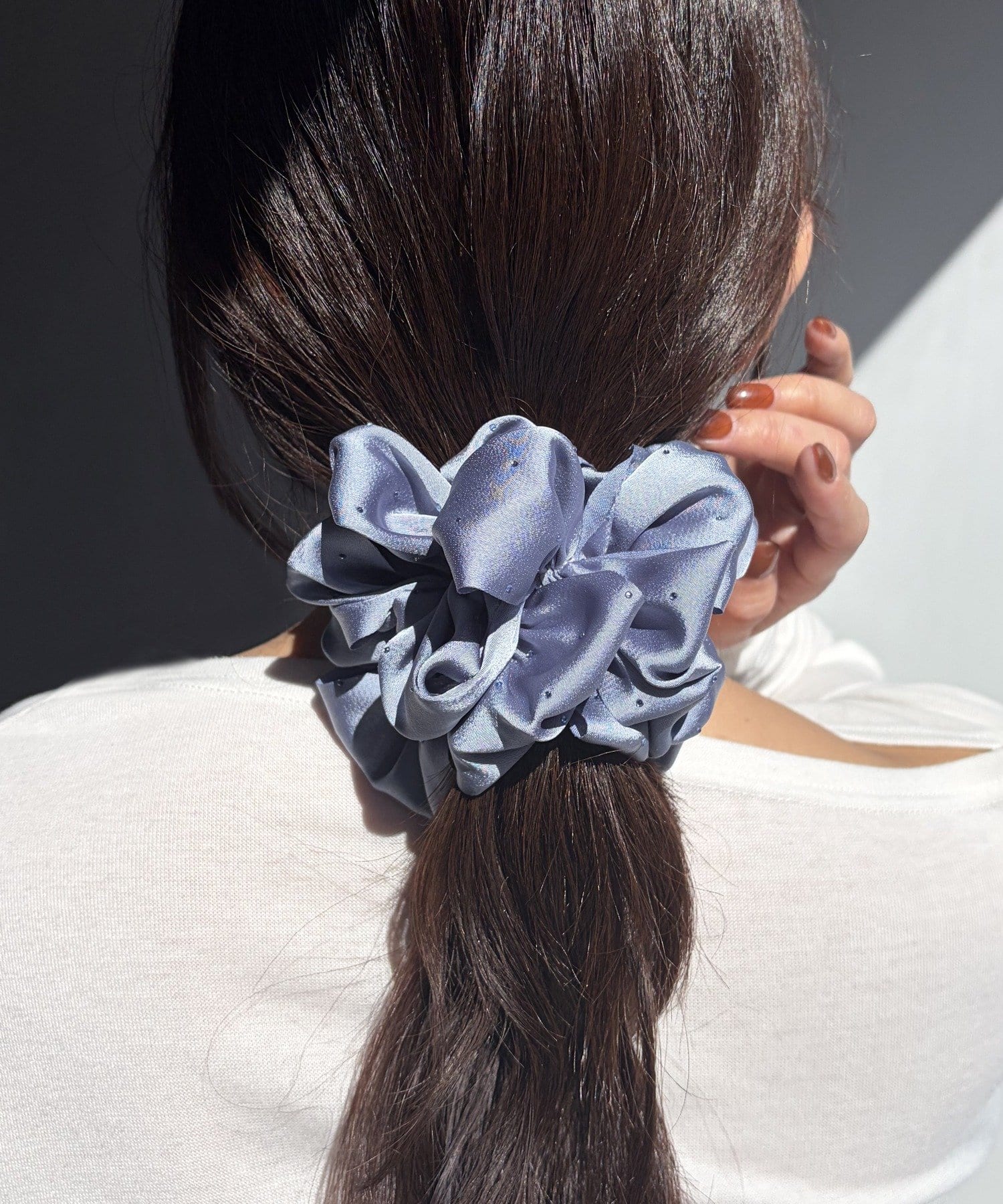 Lattice(ラティス) ストーン付きフリルシュシュ