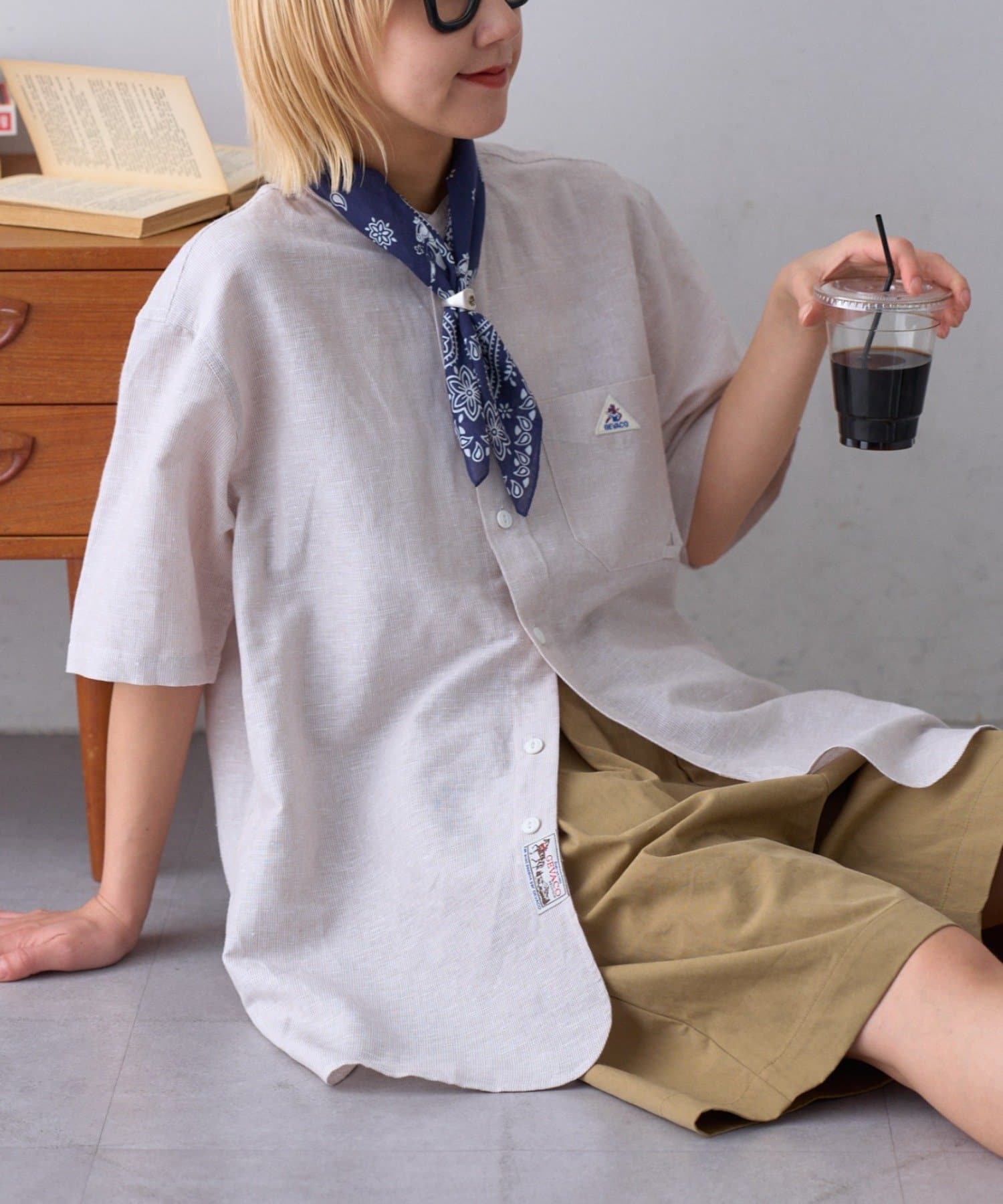 CIAOPANIC TYPY(チャオパニックティピー) 【GEVACO】綿麻バンドカラーシャツ