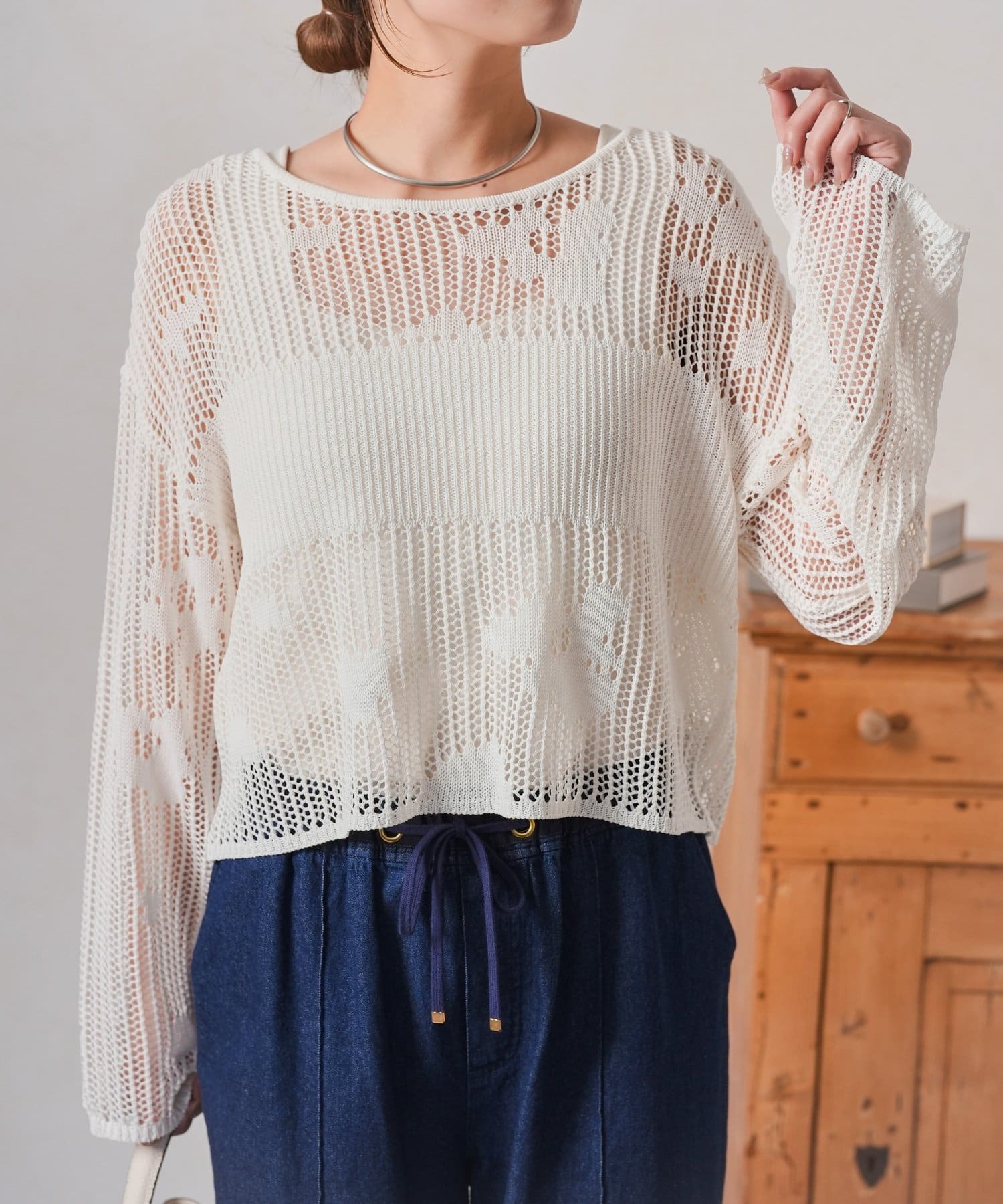 Jena　espace merveilleux(ジェナ　エスパスメルヴェイユ) フラワーメッシュニット