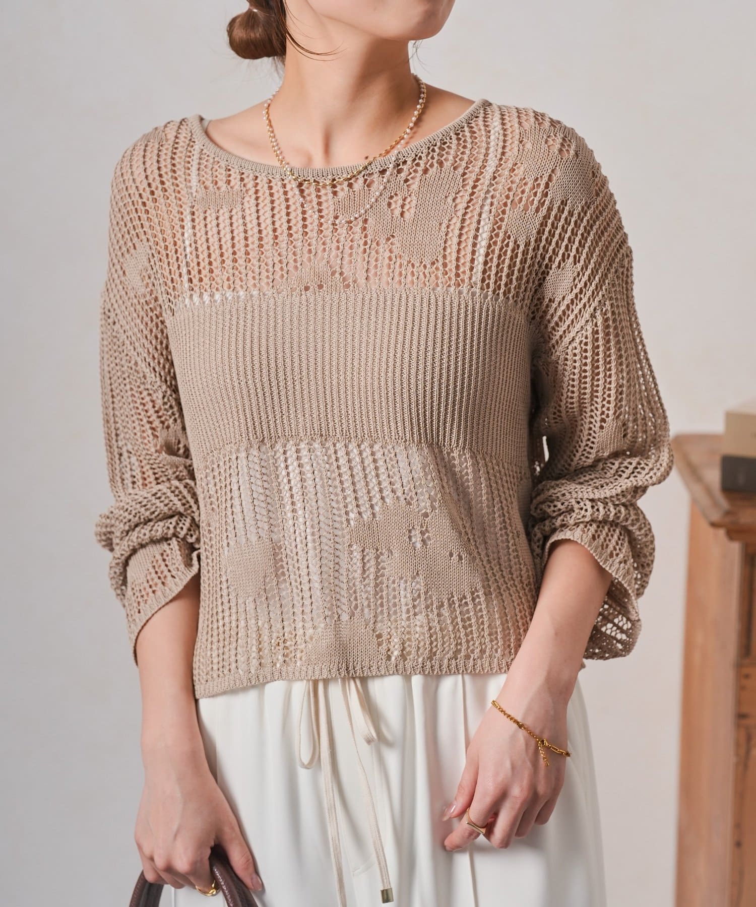 Jena　espace merveilleux(ジェナ　エスパスメルヴェイユ) フラワーメッシュニット