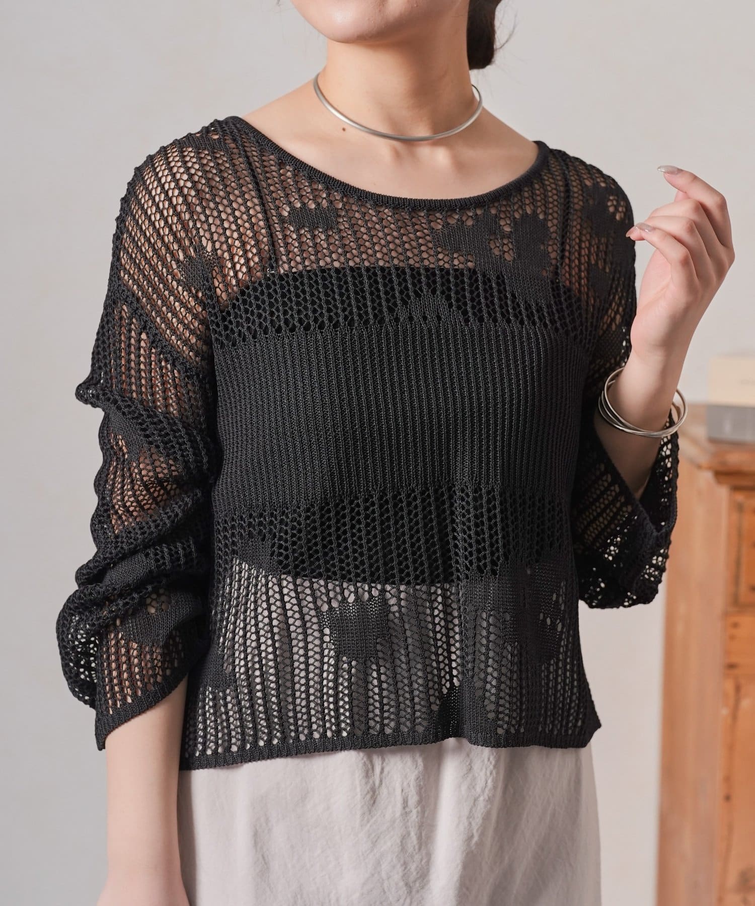 Jena　espace merveilleux(ジェナ　エスパスメルヴェイユ) フラワーメッシュニット