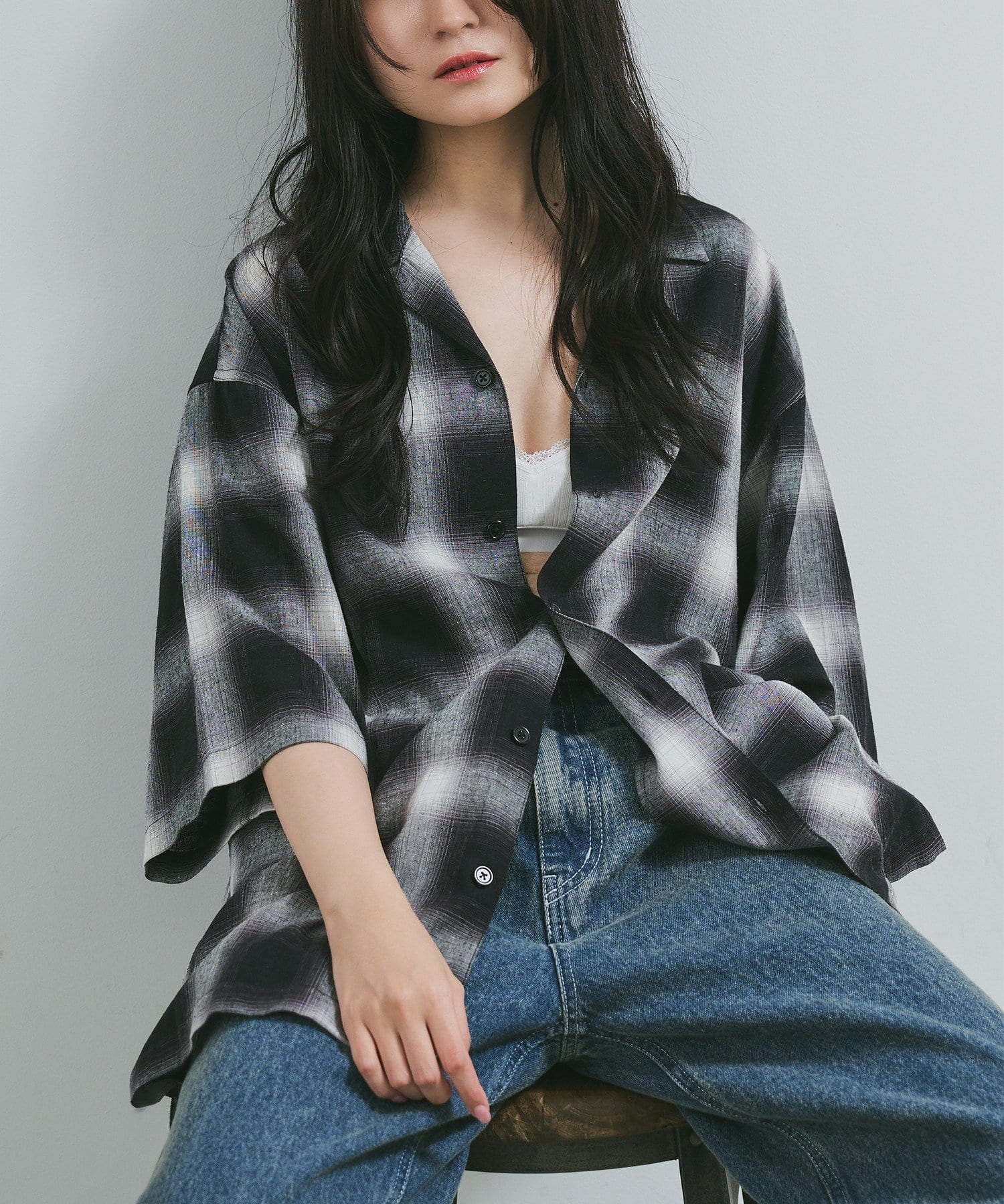 COLONY 2139(コロニー トゥーワンスリーナイン) 【paradigm】レーヨンリネン開襟オンブレ半袖シャツ