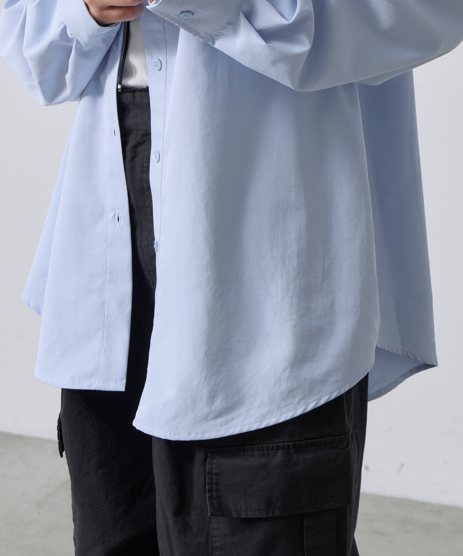 -goocy-(グーシー) 合繊ツイルオーバーサイズシャツ