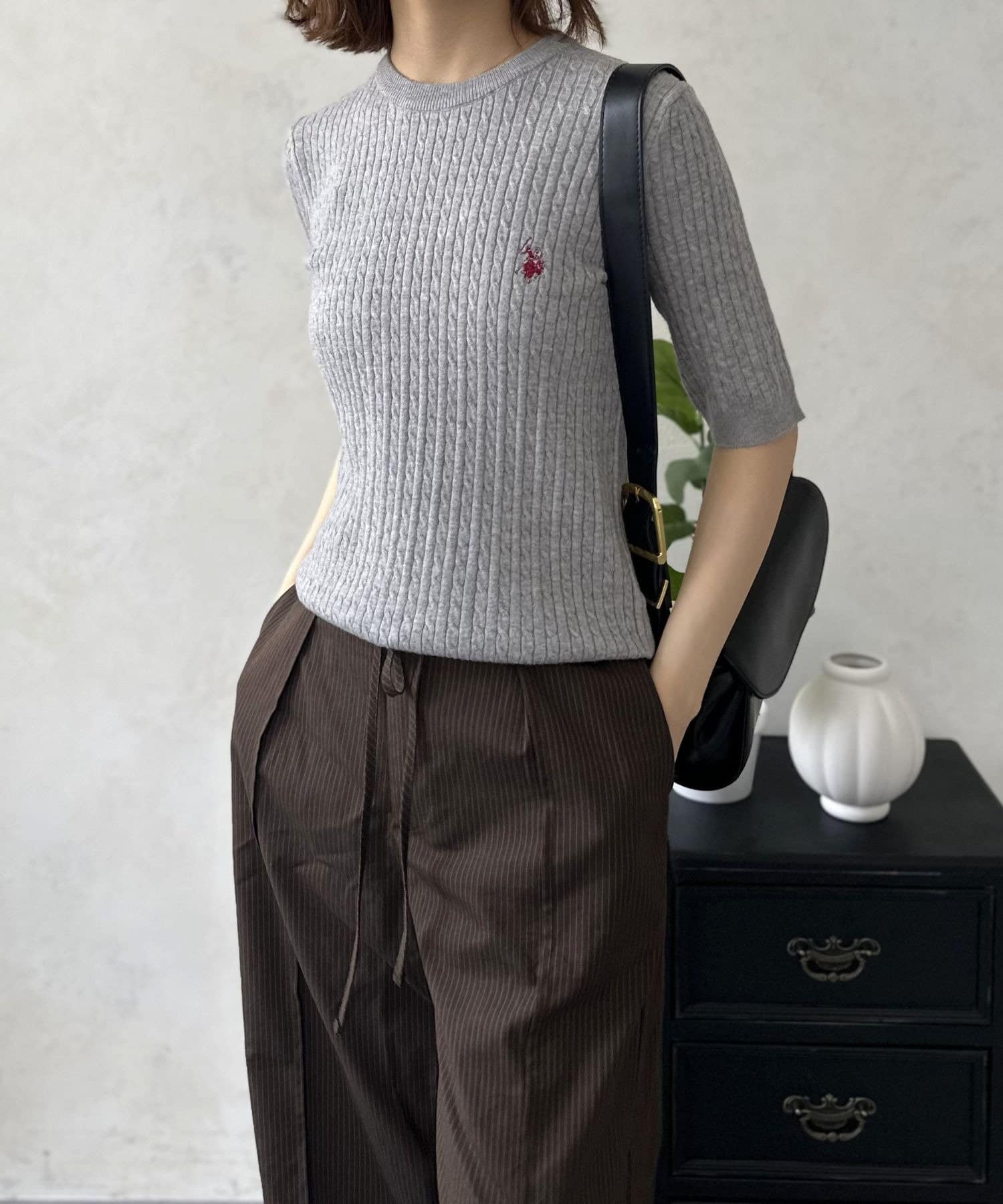 LOCUST(ローカスト) 【U.S.POLO ASSN.】半袖ケーブルニット