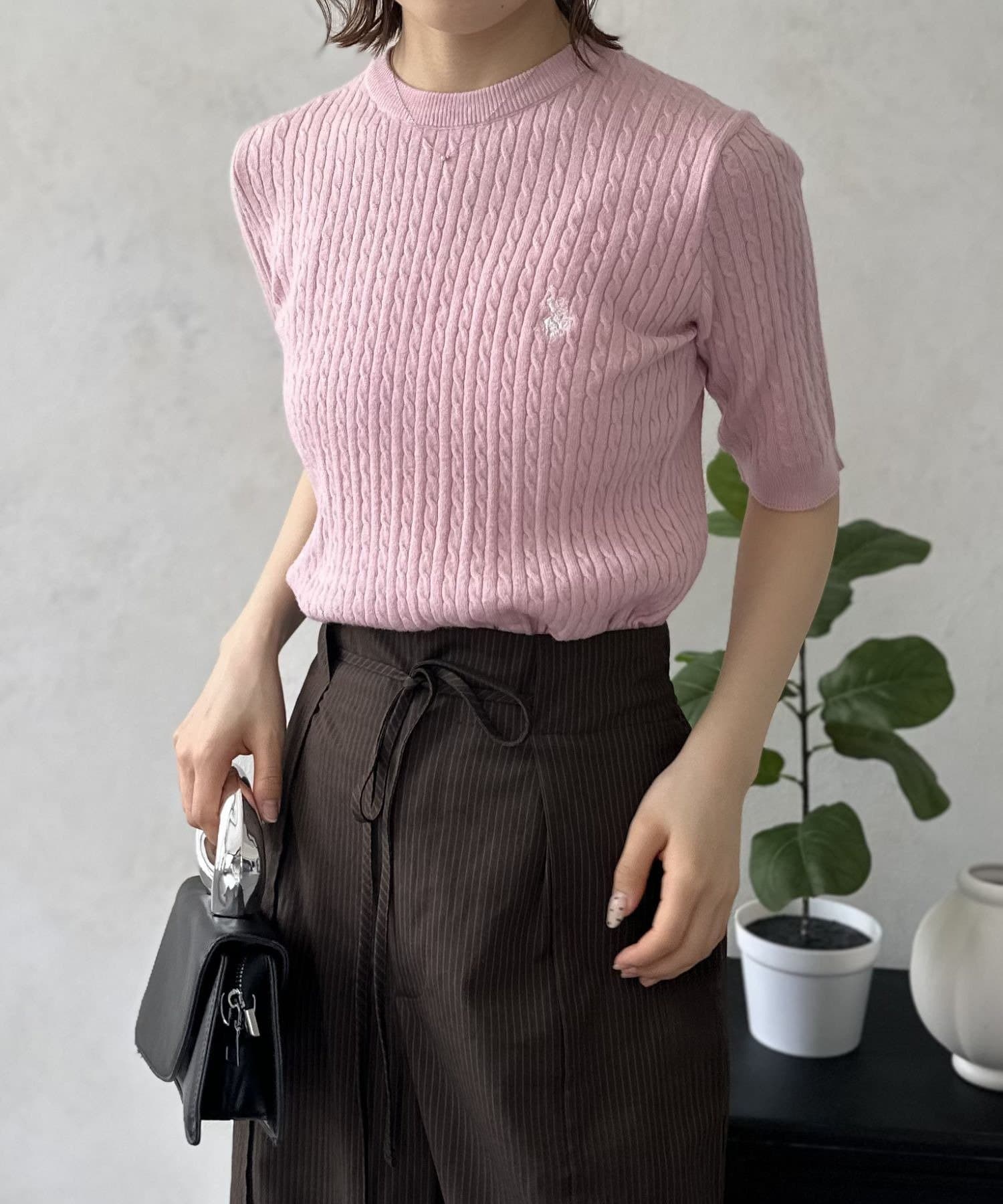 LOCUST(ローカスト) 【U.S.POLO ASSN.】半袖ケーブルニット