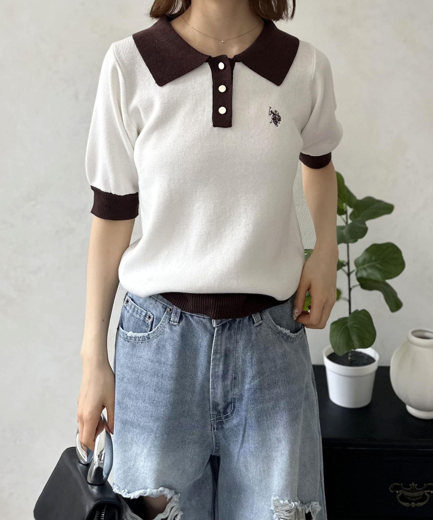 LOCUST(ローカスト) 【U.S.POLO ASSN.】バイカラーニットポロ