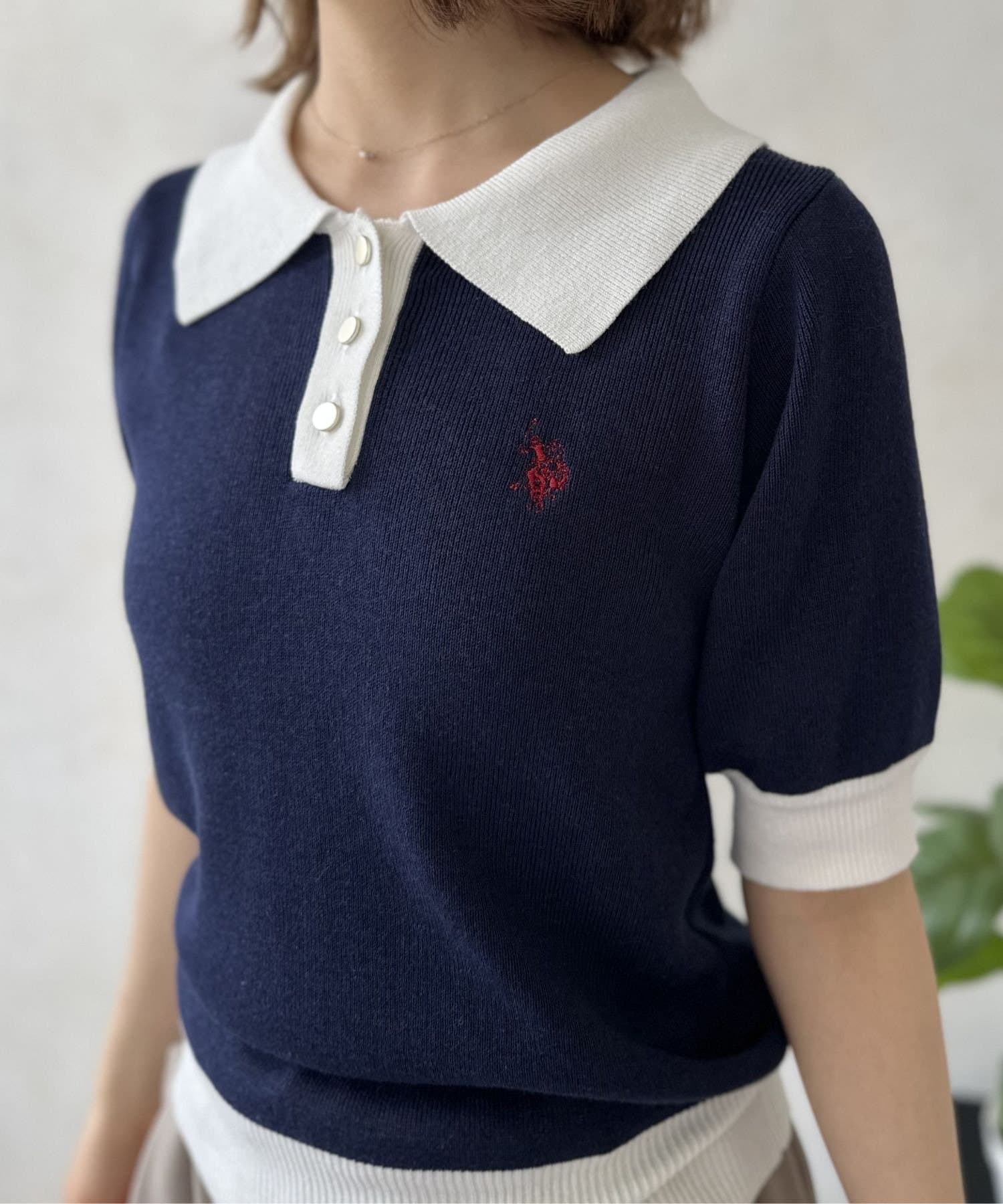 LOCUST(ローカスト) 【U.S.POLO ASSN.】バイカラーニットポロ