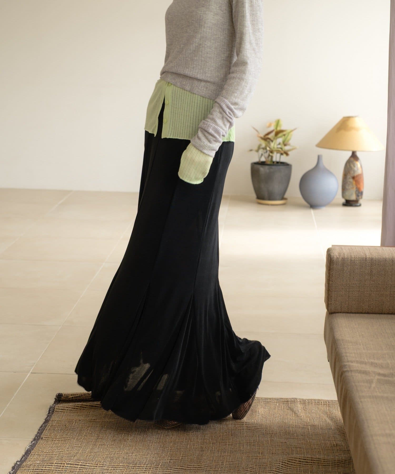 SHENERY(シーナリー) シアーリブフレアースカート