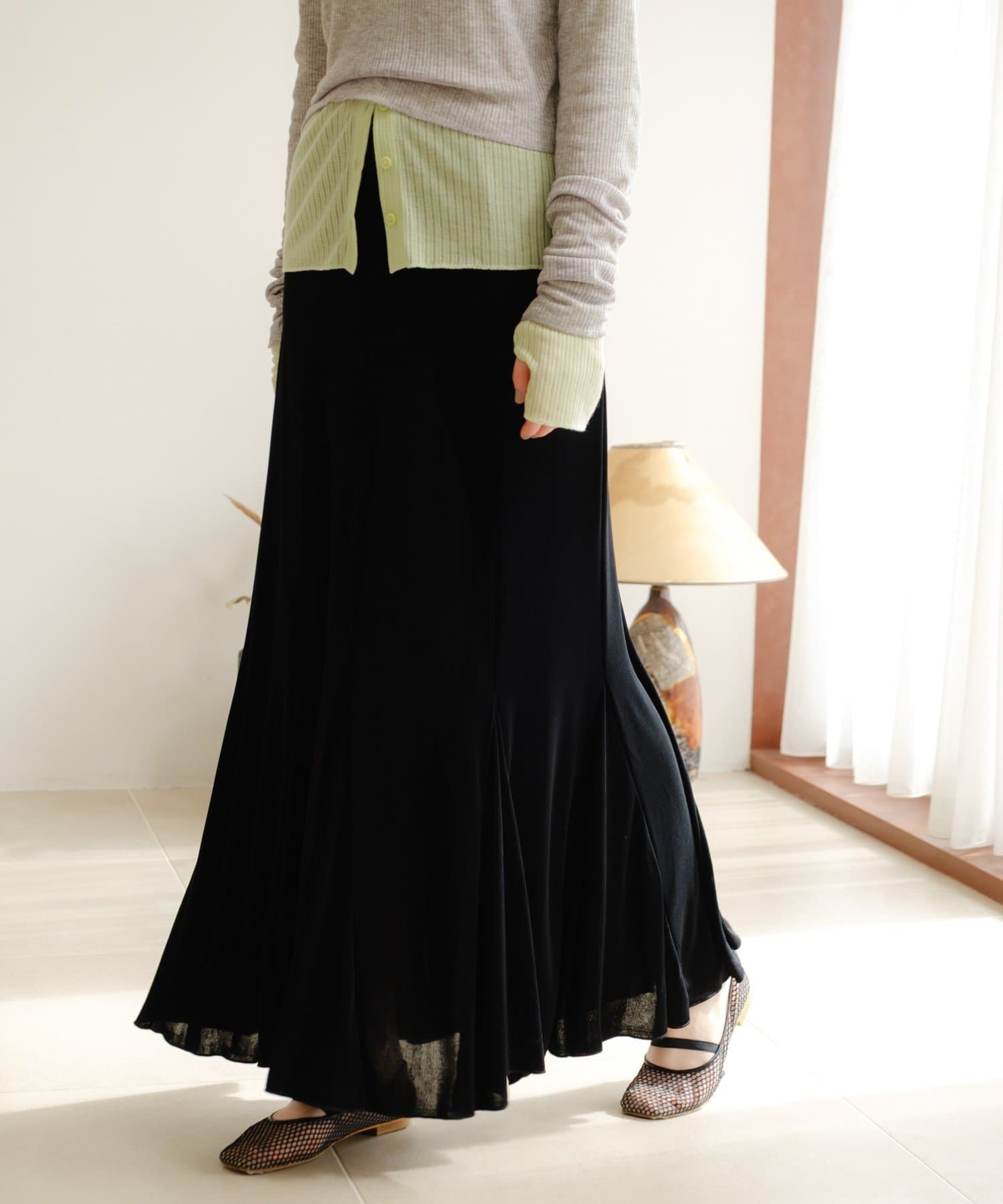 SHENERY(シーナリー) シアーリブフレアースカート