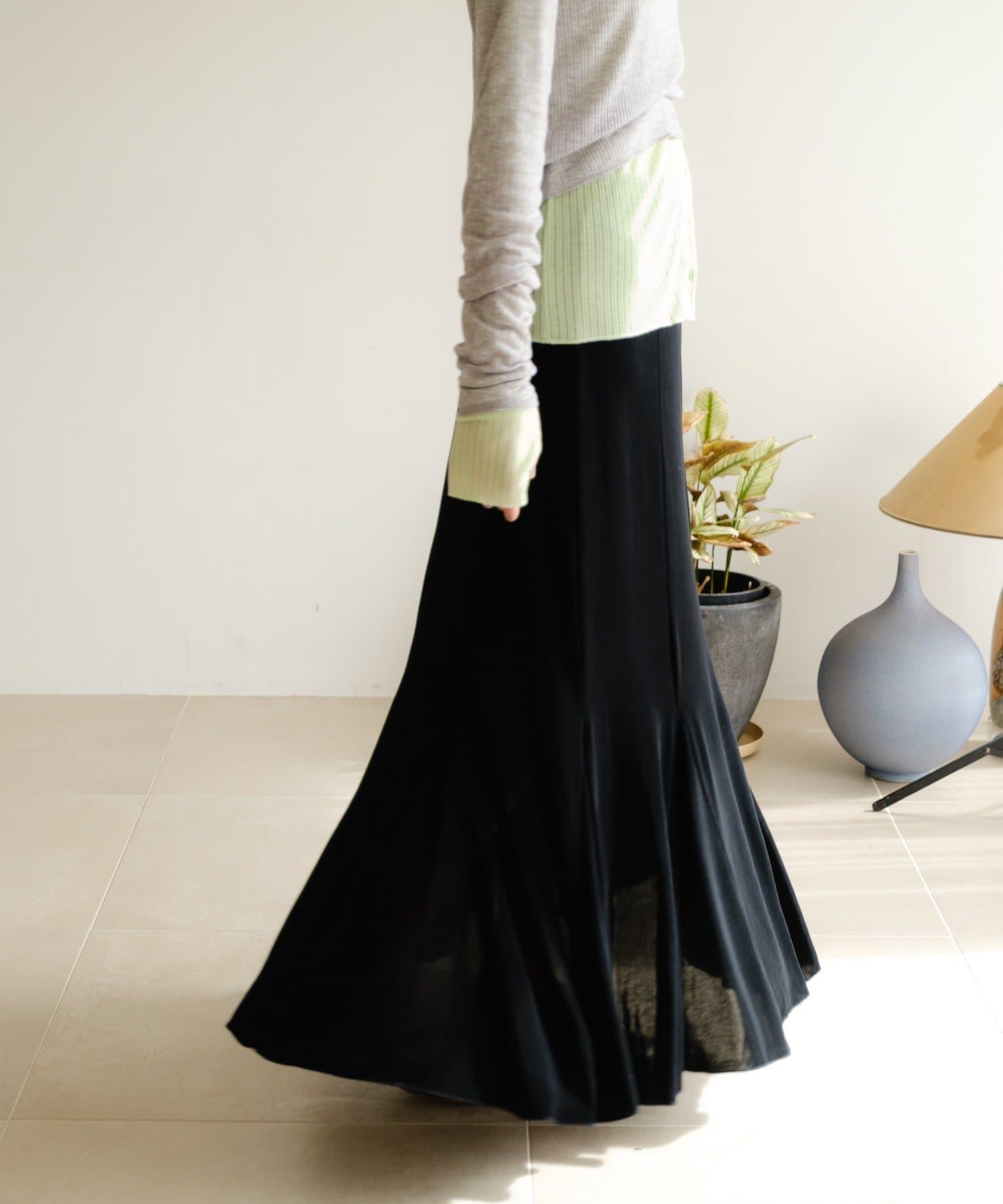 SHENERY(シーナリー) シアーリブフレアースカート