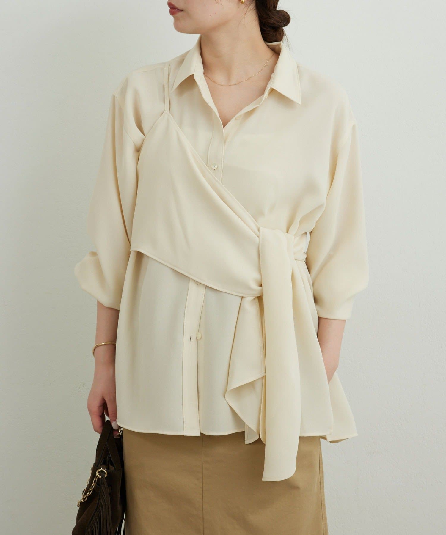 GALLARDAGALANTE(ガリャルダガランテ) ワンショルレイヤードシャツ