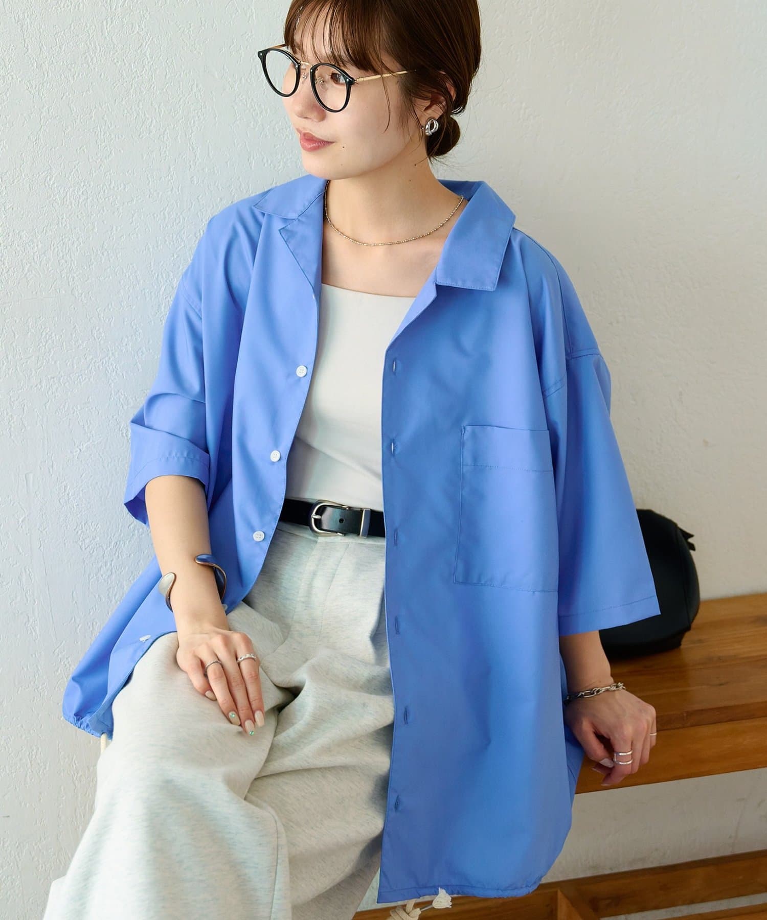 DISCOAT(ディスコート) 【Enlude】裾ドロストオープンカラーオーバーシャツ《ユニセックス》