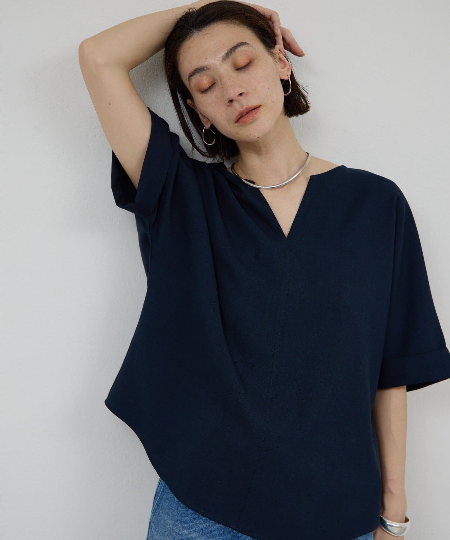 GALLARDAGALANTE(ガリャルダガランテ) 【4/10(金)18:00予約開始】【高機能素材】スキッパーブラウス