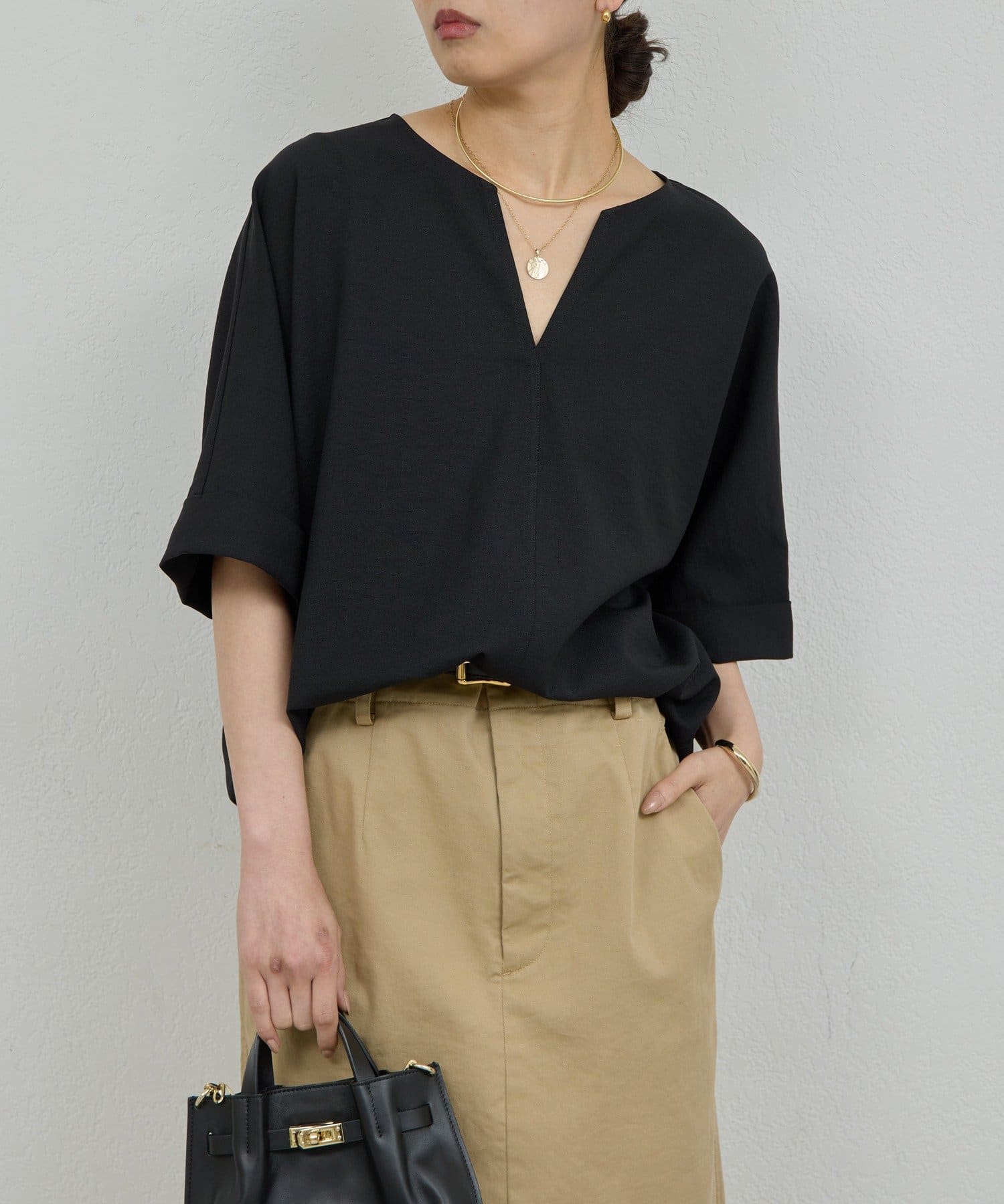 GALLARDAGALANTE(ガリャルダガランテ) 【4/10(金)18:00予約開始】【高機能素材】スキッパーブラウス