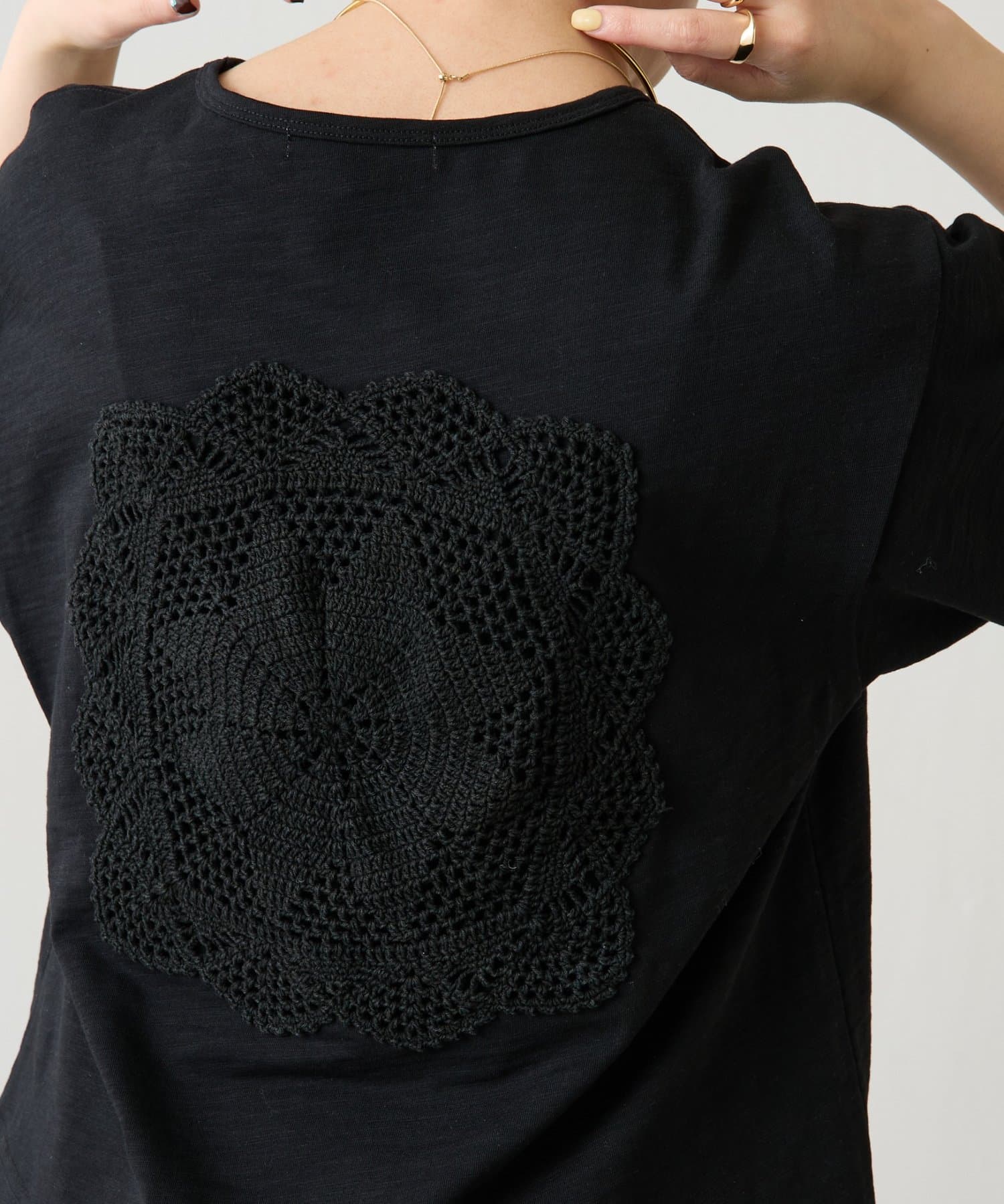 COLLAGE GALLARDAGALANTE(コラージュ ガリャルダガランテ) 【1枚でも決まる】クロシェドッキングTシャツ