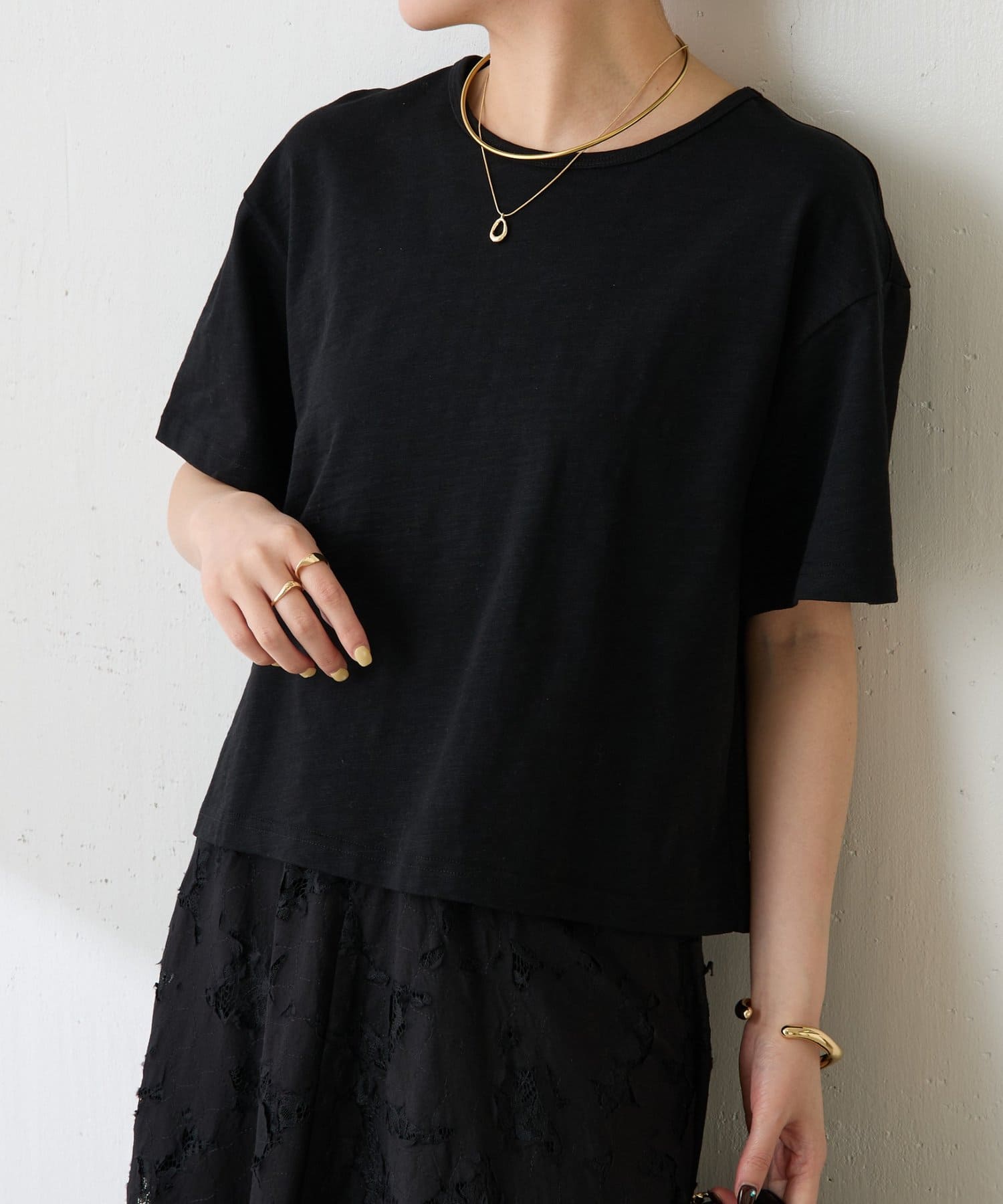 COLLAGE GALLARDAGALANTE(コラージュ ガリャルダガランテ) 【1枚でも決まる】クロシェドッキングTシャツ