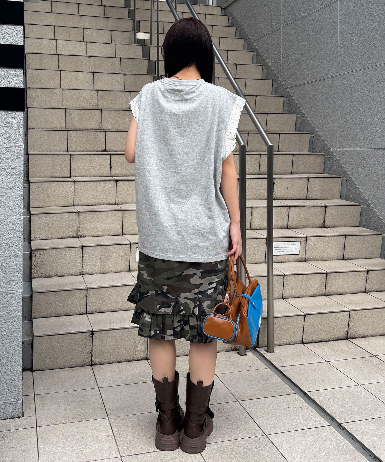 CIAOPANIC(チャオパニック) 裾フリルミリタリーミドルスカート