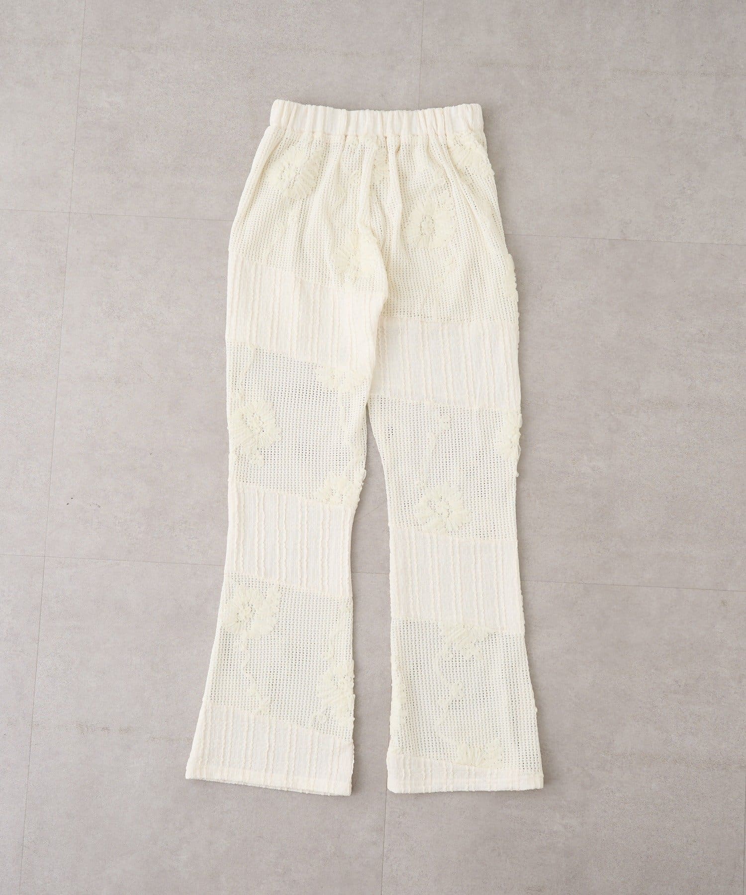 OUTLET(アウトレット) 【w closet】パッチワークフレアレースパンツ