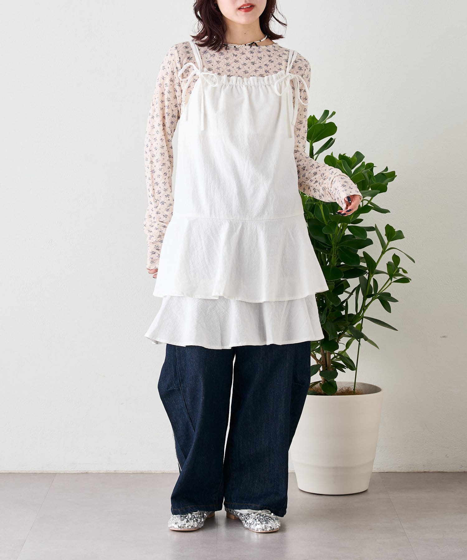 OUTLET(アウトレット) 【w closet】ティアードフリルミニワンピース