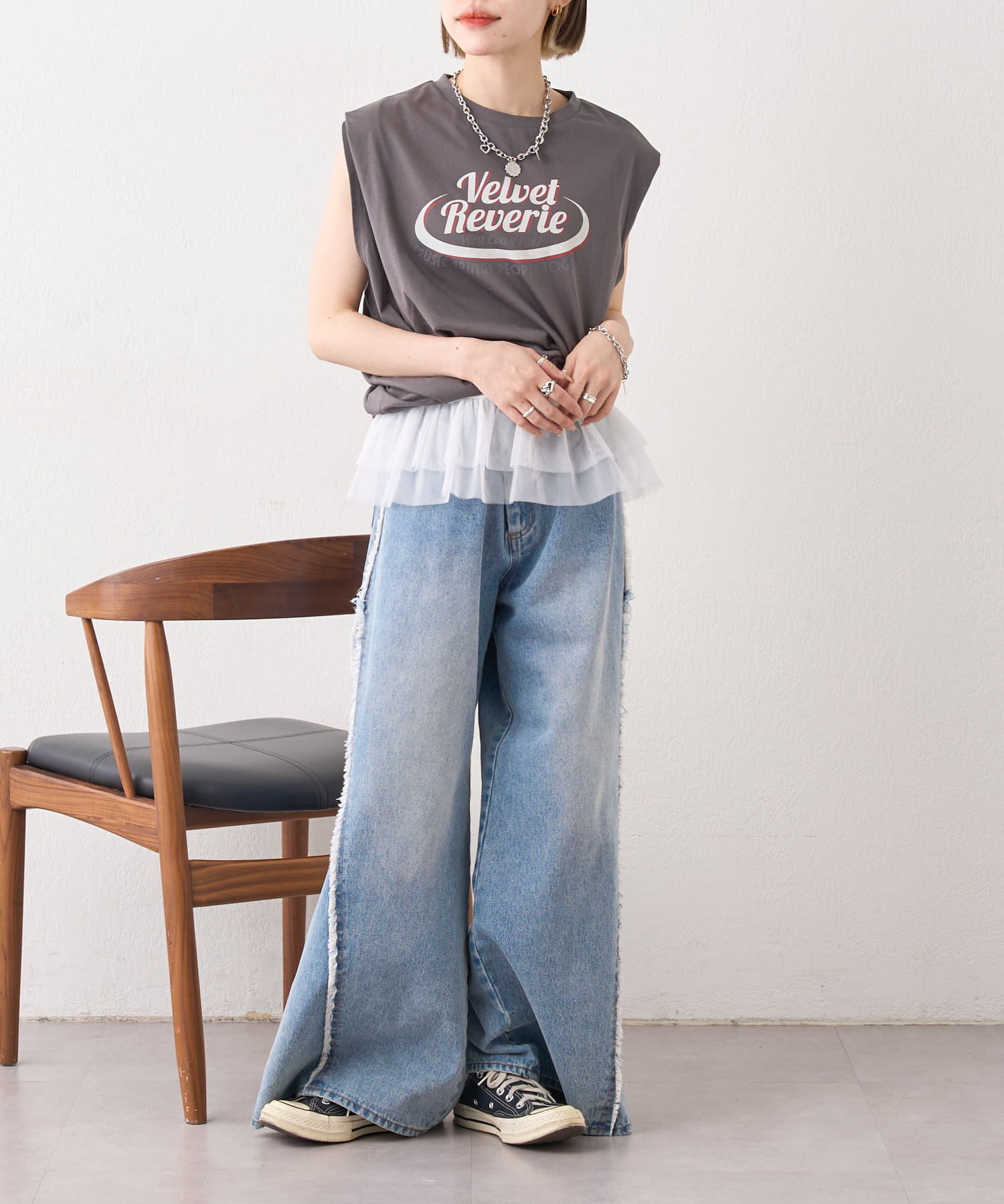 OUTLET(アウトレット) 【w closet】ロゴノースリタンクT