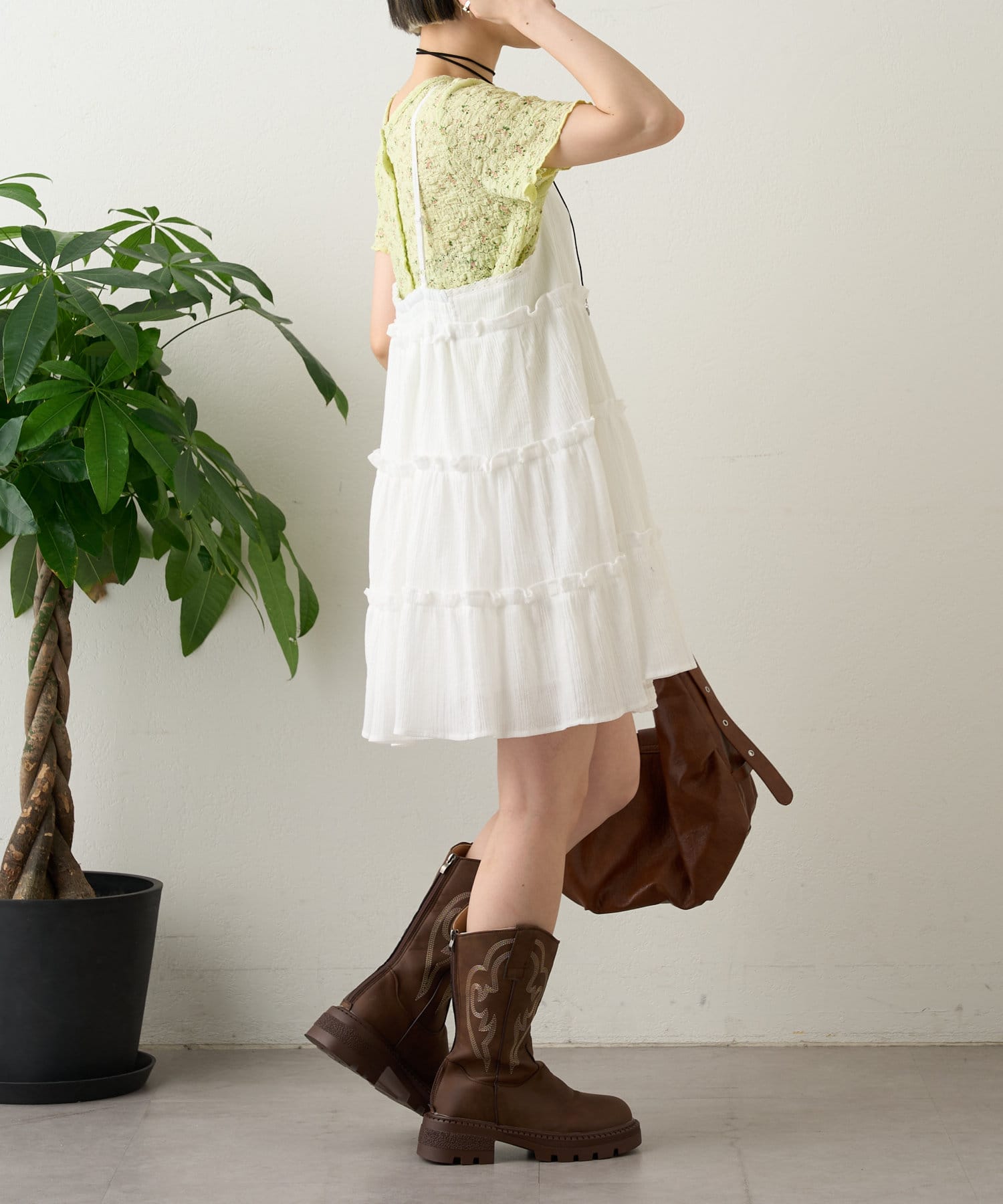 OUTLET(アウトレット) 【w closet】小花シャーリングメローカーディガン