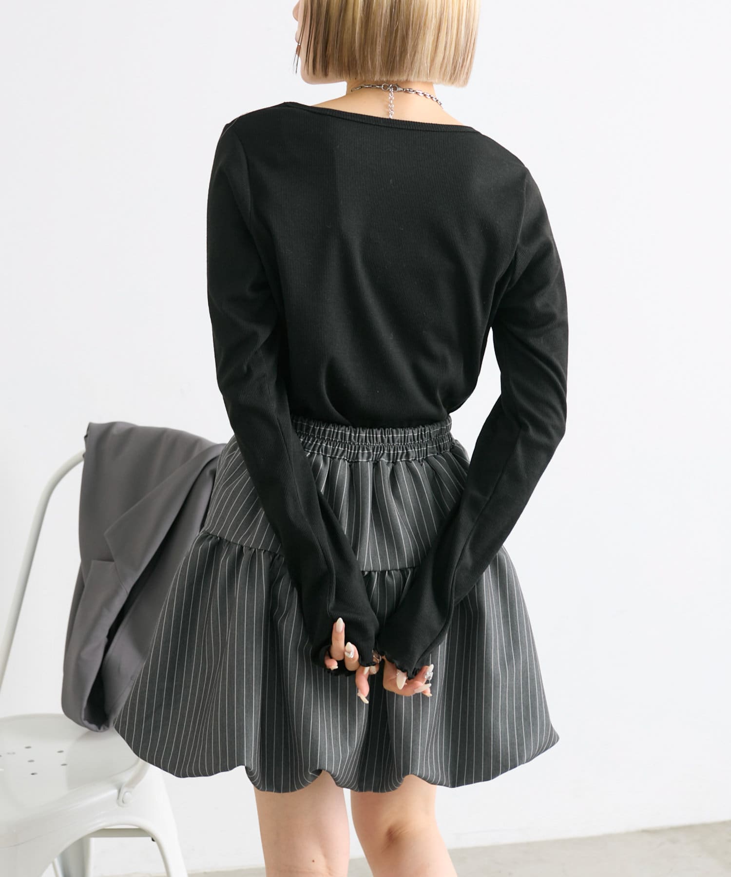 OUTLET(アウトレット) 【w closet】フリルネーム付テレコプルオーバー