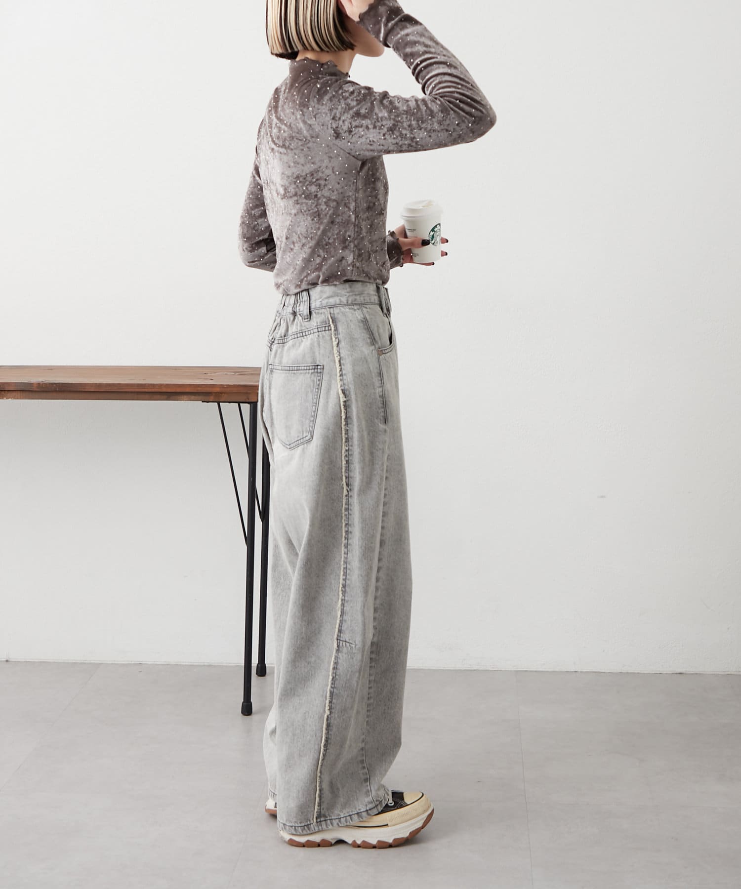 OUTLET(アウトレット) 【w closet】ストーンドットベロアプルオーバー