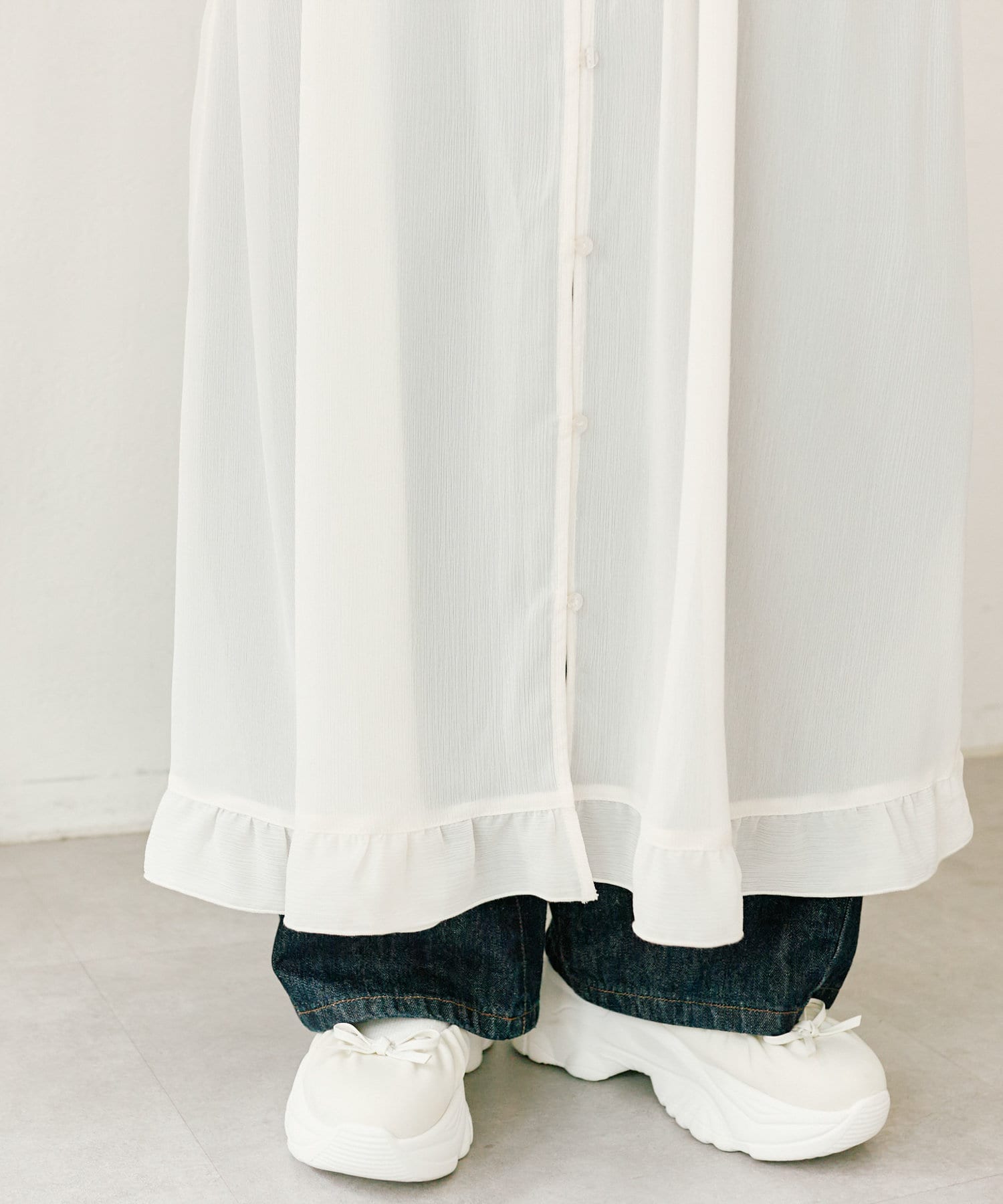 OUTLET(アウトレット) 【w closet】シアーフリルキャミワンピース