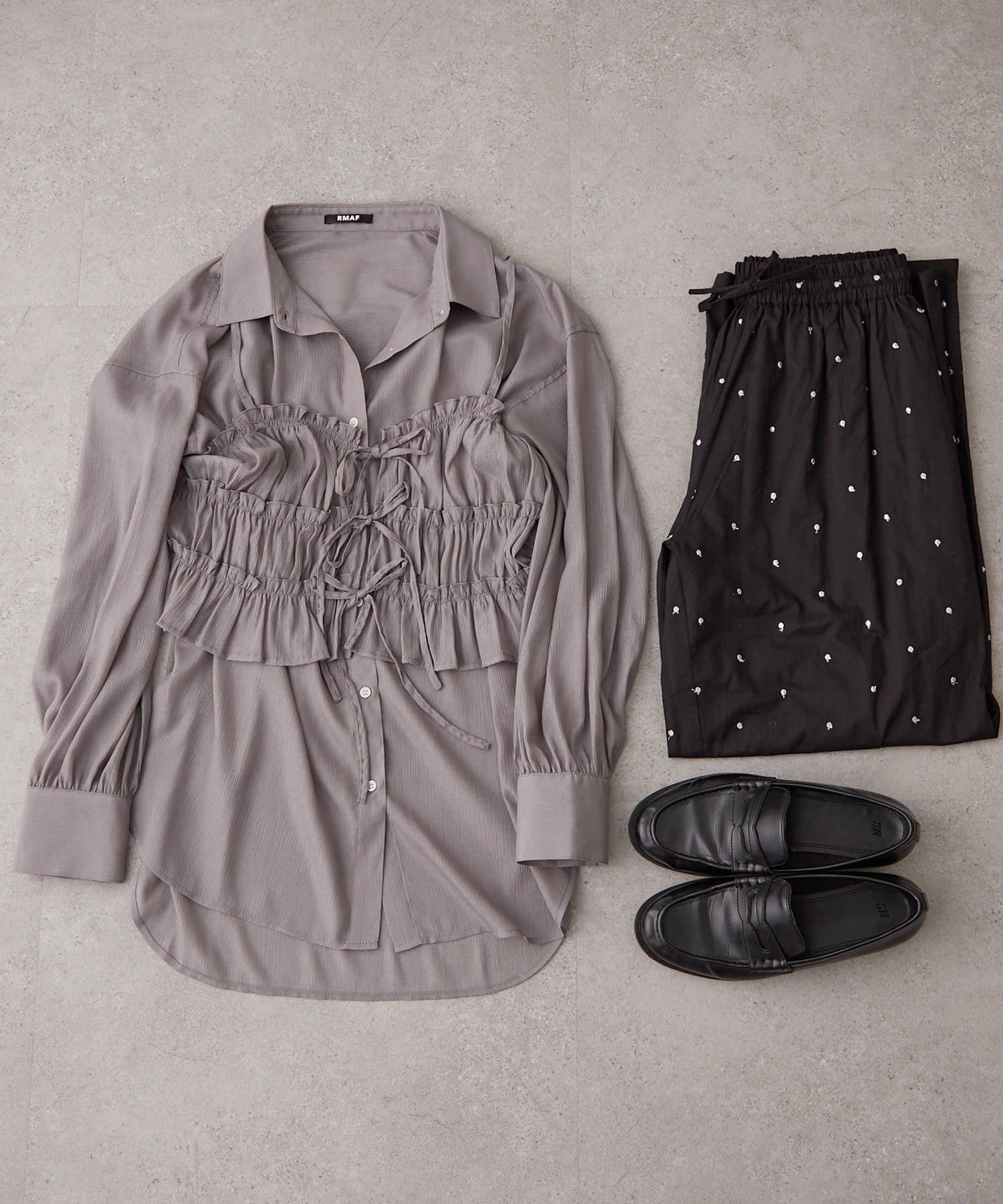 Remind me and forever(リマインドミーアンドフォーエバー) ビスチェ付きシアーラメシャツブラウス