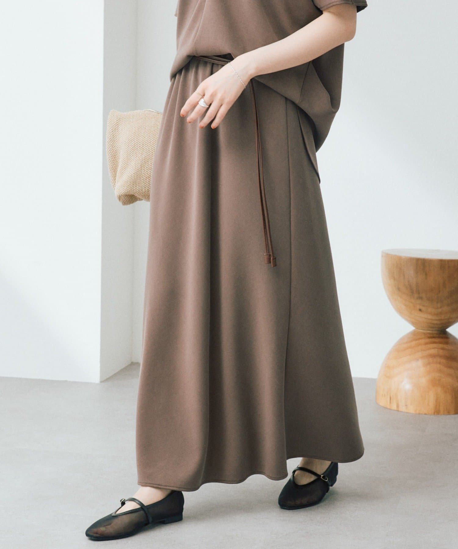 RIVE DROITE(リヴドロワ) 予約【セットアップ着用可能/接触冷感機能付き】ドレーピーカットバイヤススカート/5月上旬お届け予定