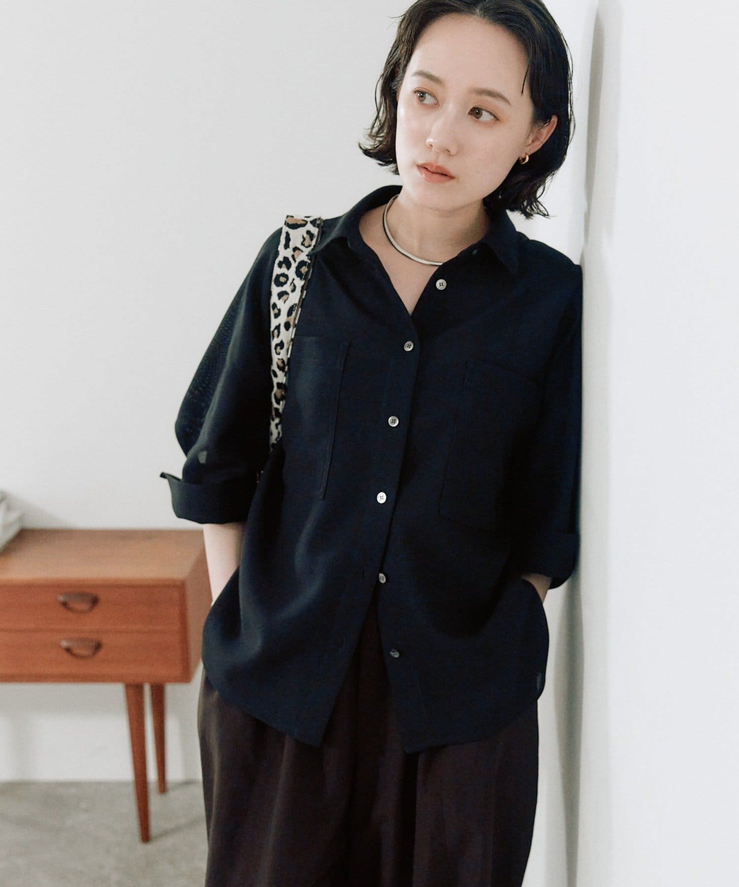 RIVE DROITE(リヴドロワ) 予約【上品な透け感】メッシュドルマンシャツ